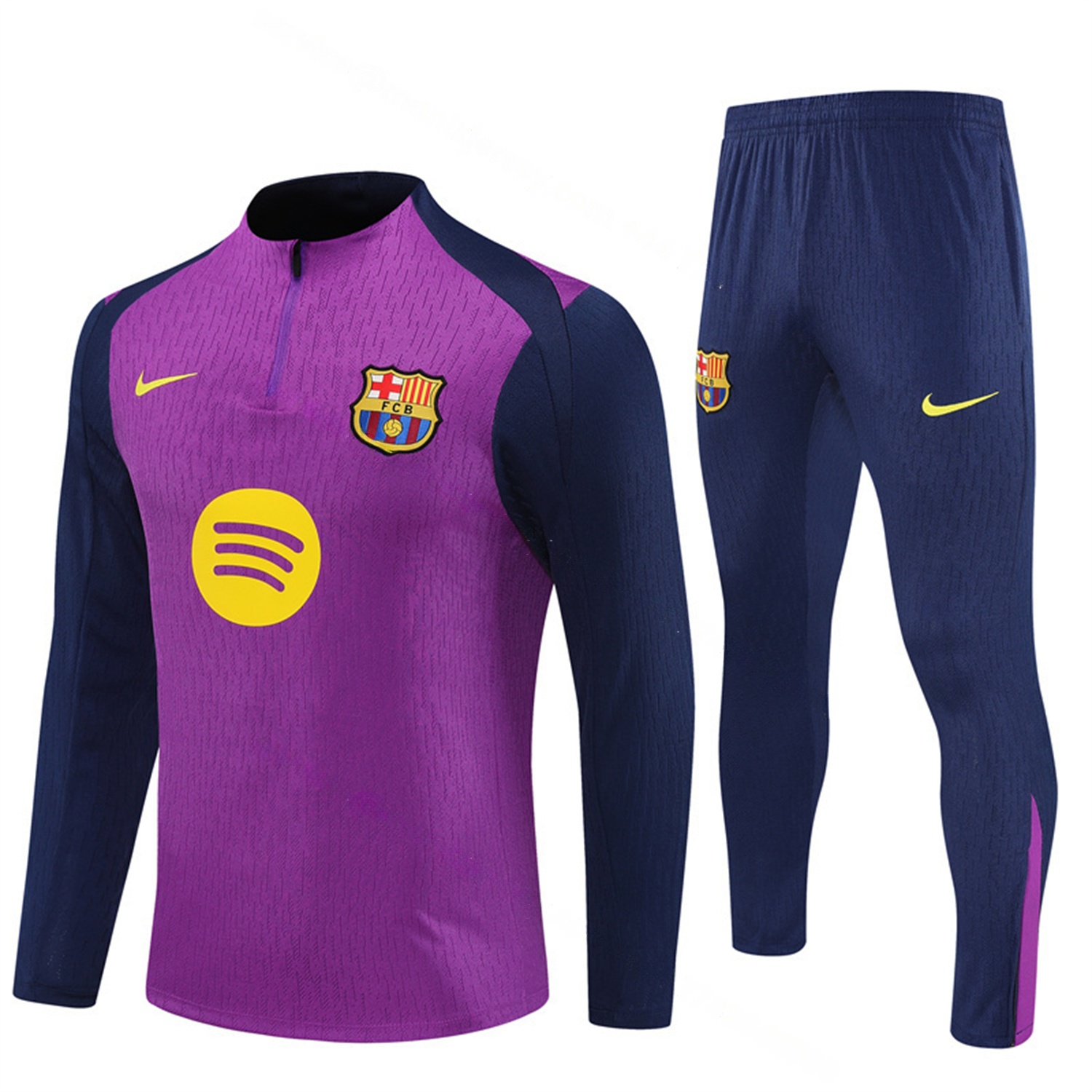 Barcelona 25-26 Long Sleeve Training Set - Purple Top & Deep Blue Pants - UnitedFutballJersey