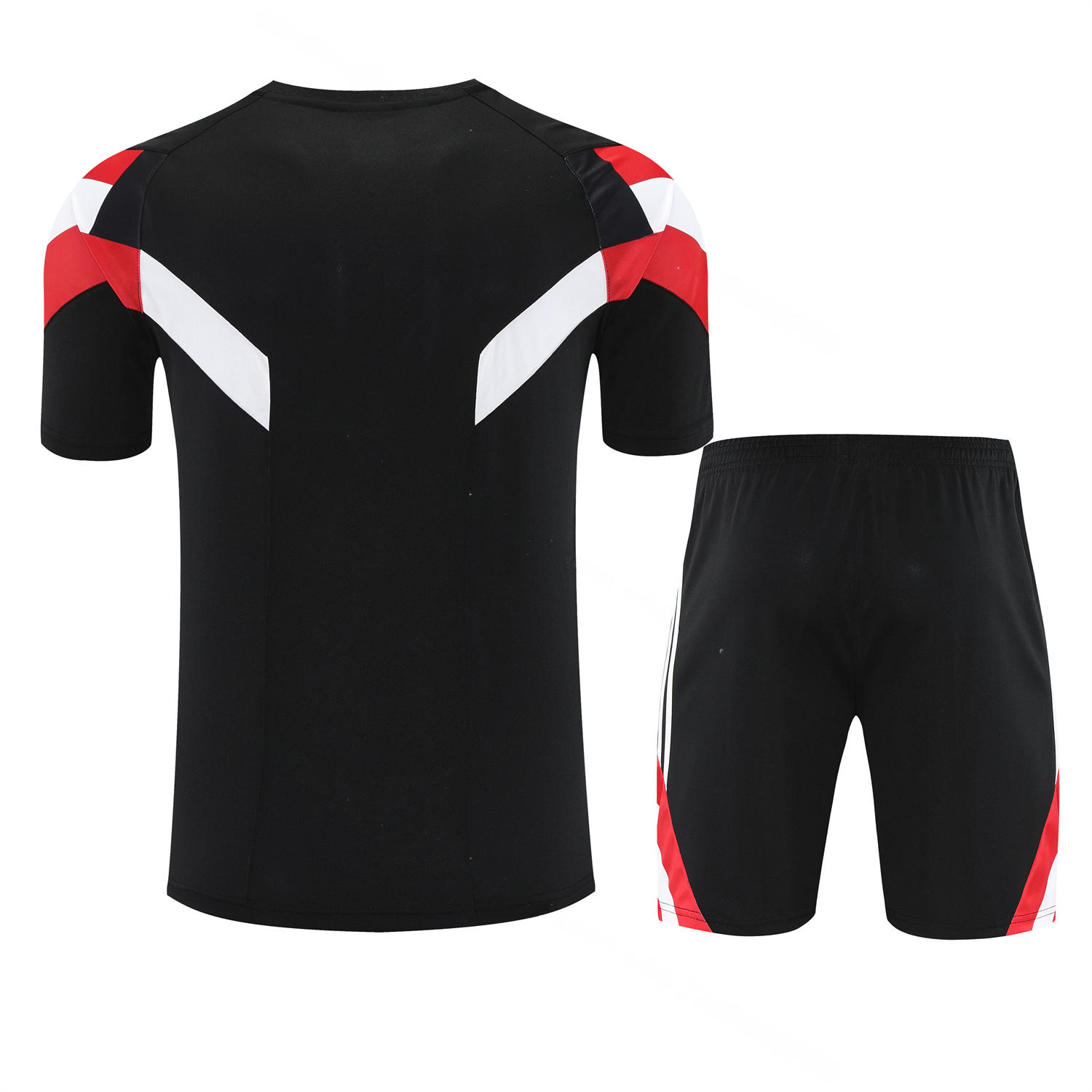 Manchester United 25-26 Short-Sleeve Training Set - Red Devil Black Top & Black Shorts - UnitedFutballJersey