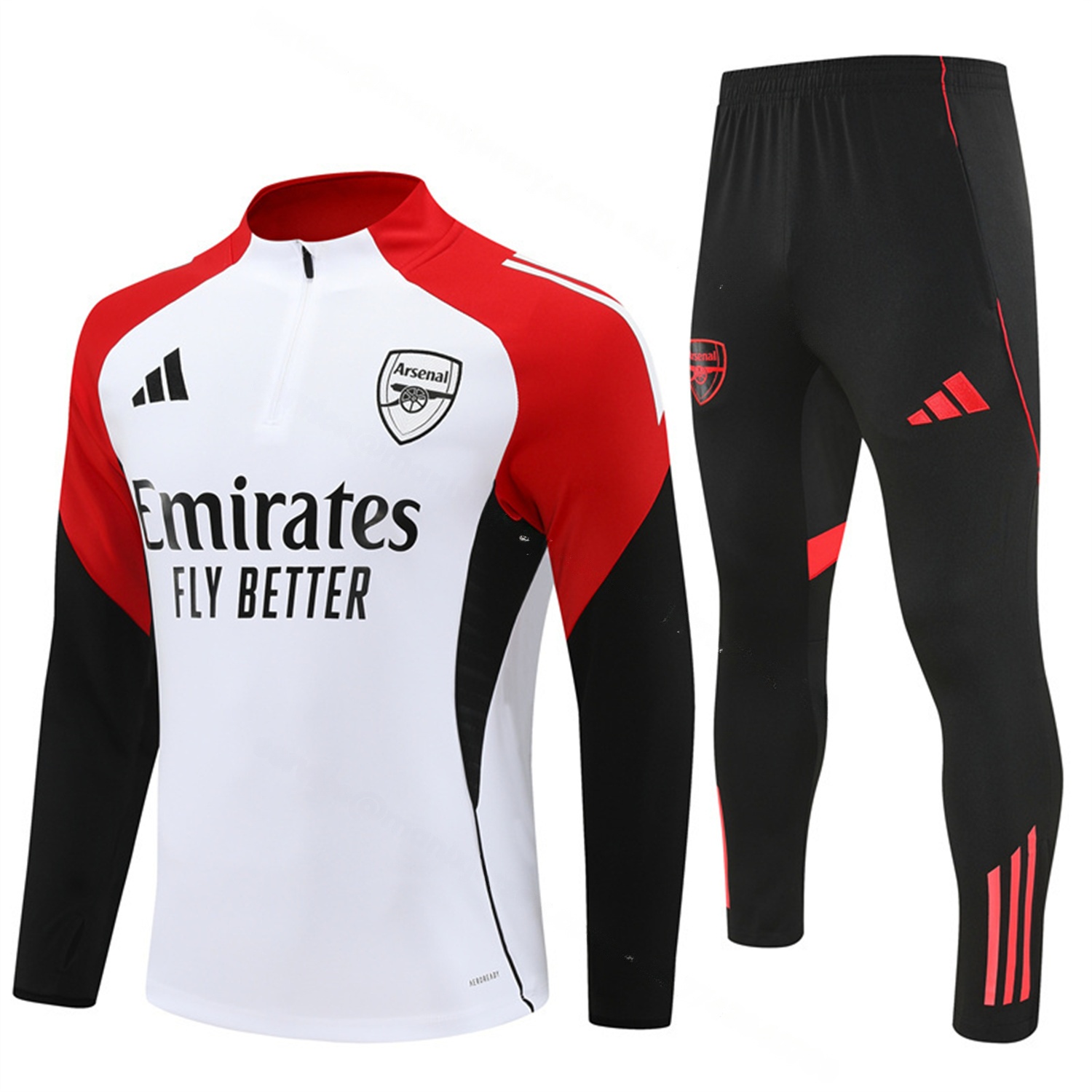 Arsenal 25-26 Long Sleeve Training Set - White Top & Black Pants - UnitedFutballJersey