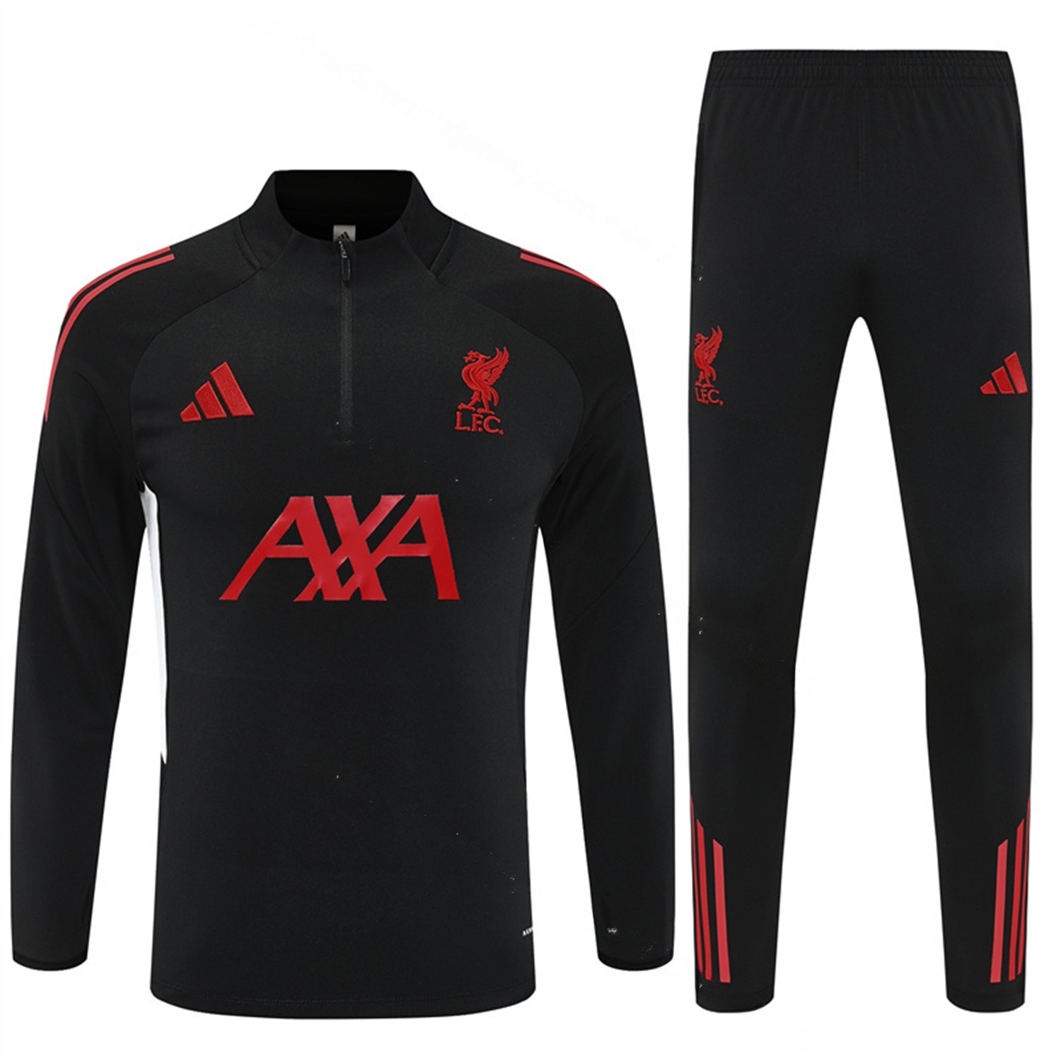 Liver.pool 25-26 Kids Long Sleeve Training Set - Black Top & Black Pants - UnitedFutballJersey