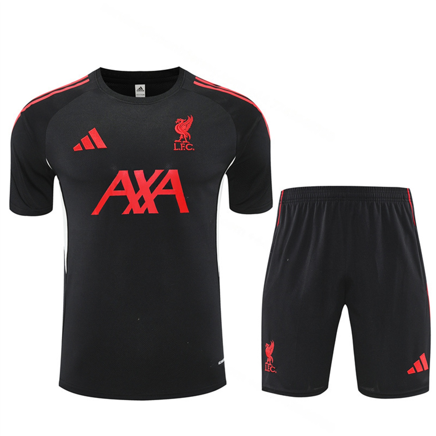 Liver.pool 25-26 Kids Short-Sleeve Training Set - Black Top & Black Shorts - UnitedFutballJersey