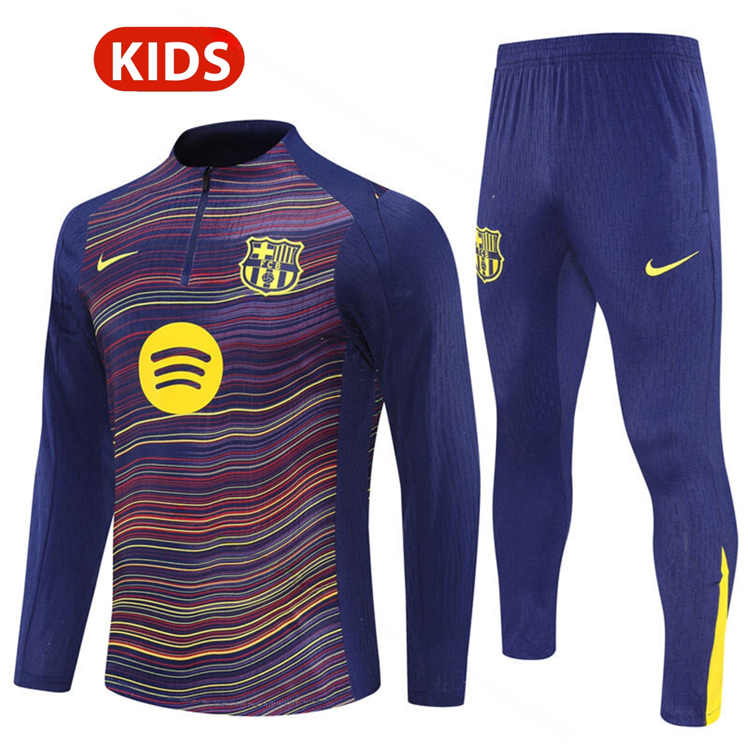 Barcelona 25-26 Kids Long Sleeve Training Set - Purple Camouflage Top & Blue Pants - UnitedFutballJersey