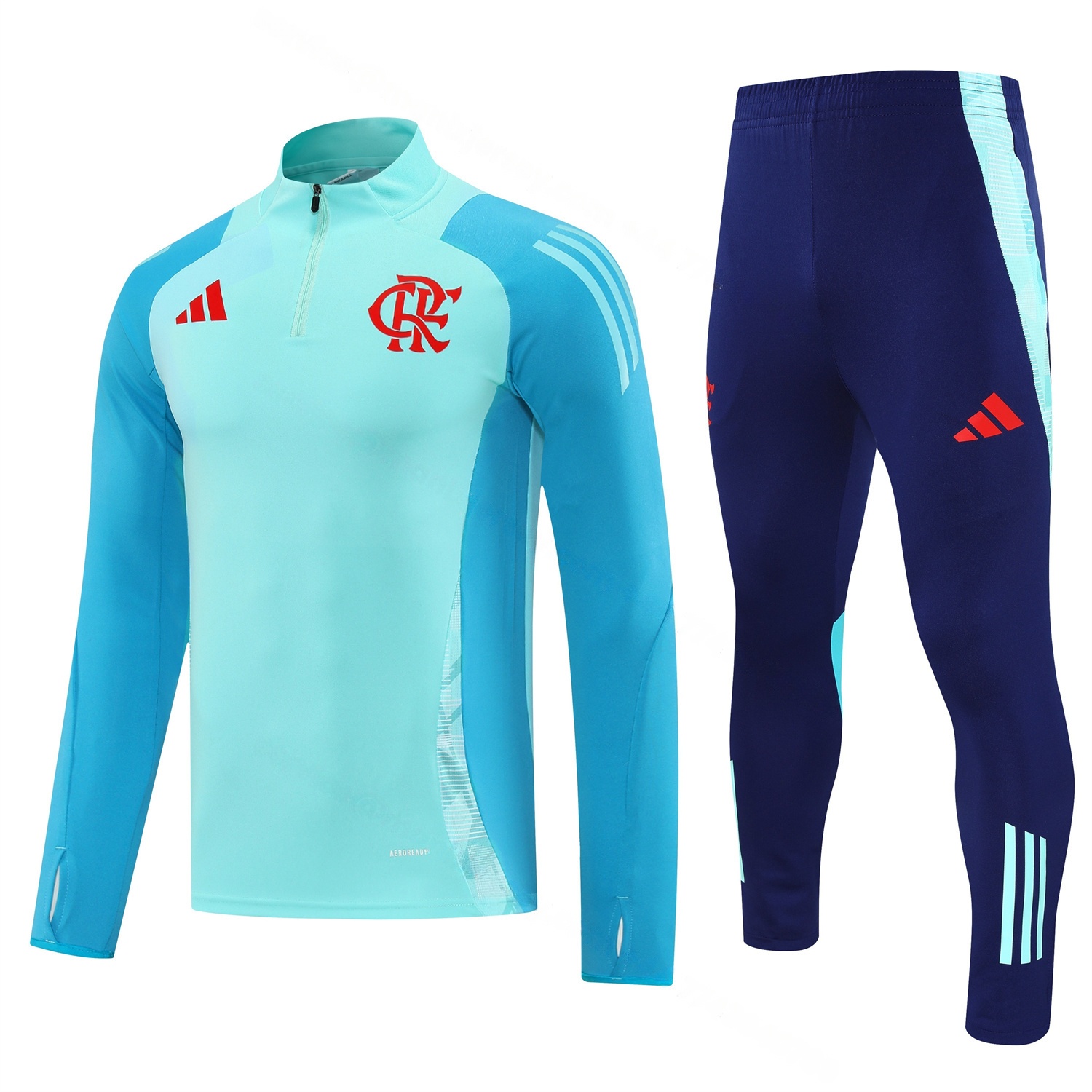 Flamengo 25-26 Long Sleeve Training Set - Light Blue Top & Deep Blue Pants - UnitedFutballJersey