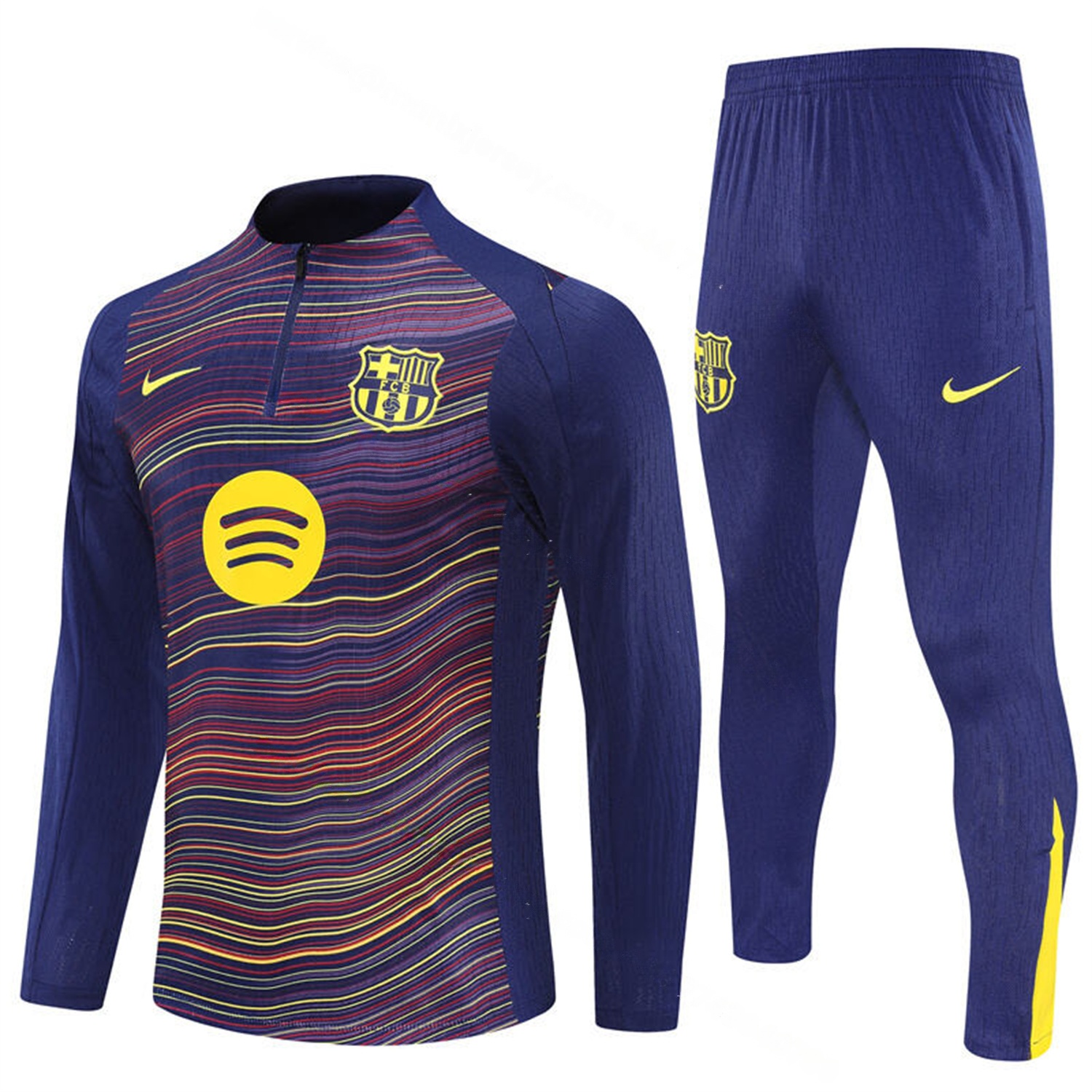 Barcelona 25-26 Long Sleeve Training Set - Purple Camouflage Top & Blue Pants - UnitedFutballJersey