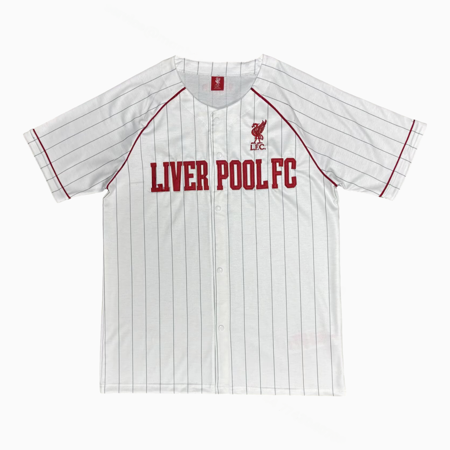 Liver.pool 25-26 White With Red Lines Baseball Jerseyll Jersey - UnitedFutballJersey