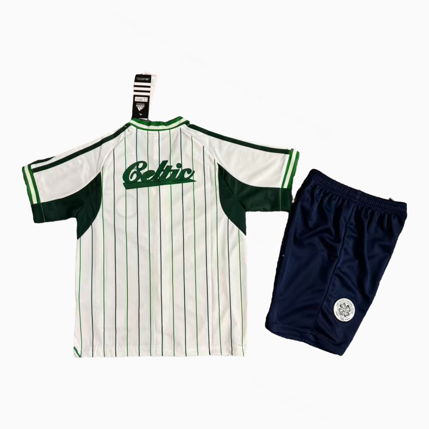 Celtic 25-26 White With Green Lines Baseball Kids Kit - UnitedFutballJersey