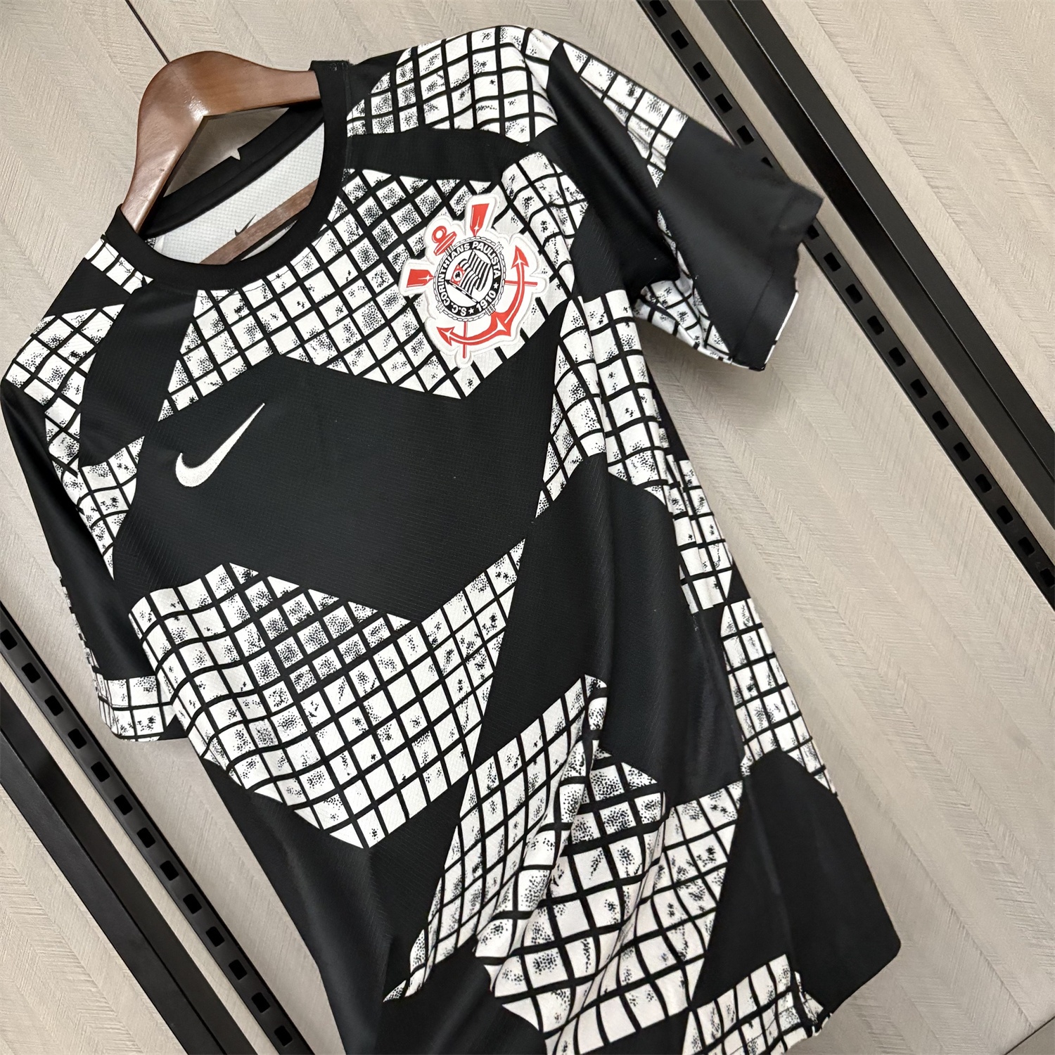 Corinthians 2025-26 White And Black Pre-Match Jersey - Fans Version - UnitedFutballJersey