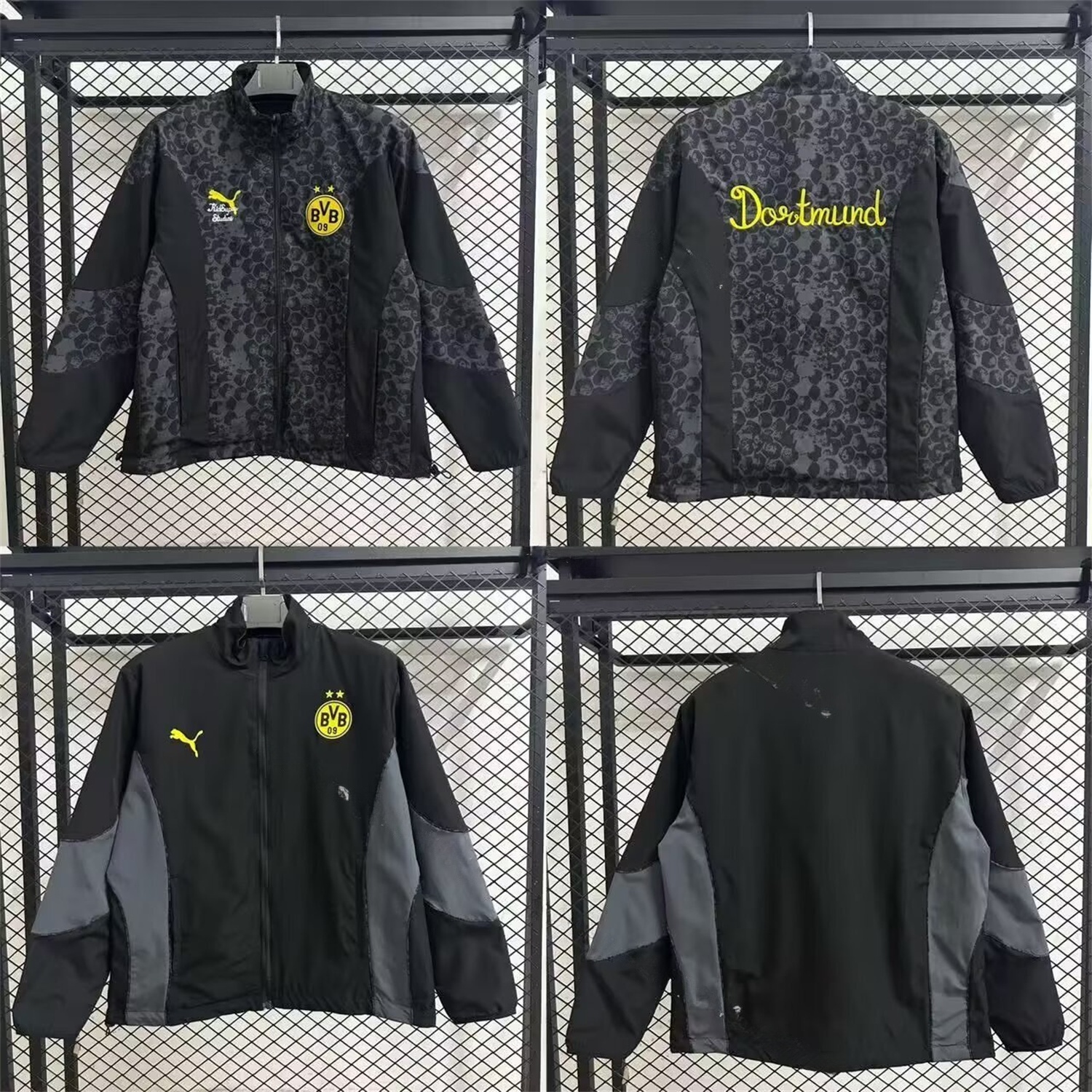 Dortmund 25-26 Black and Gray Double-Sided Training Windbreaker Jacket - UnitedFutballJersey