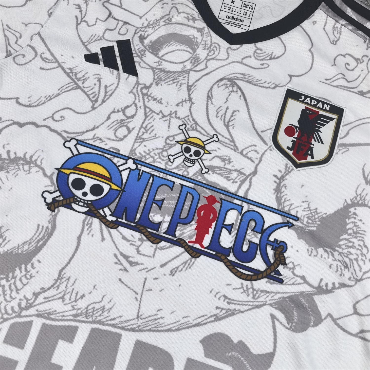 Japan 25-26 One Piece Gear 5 White Jersey - Fans Version - UnitedFutballJersey