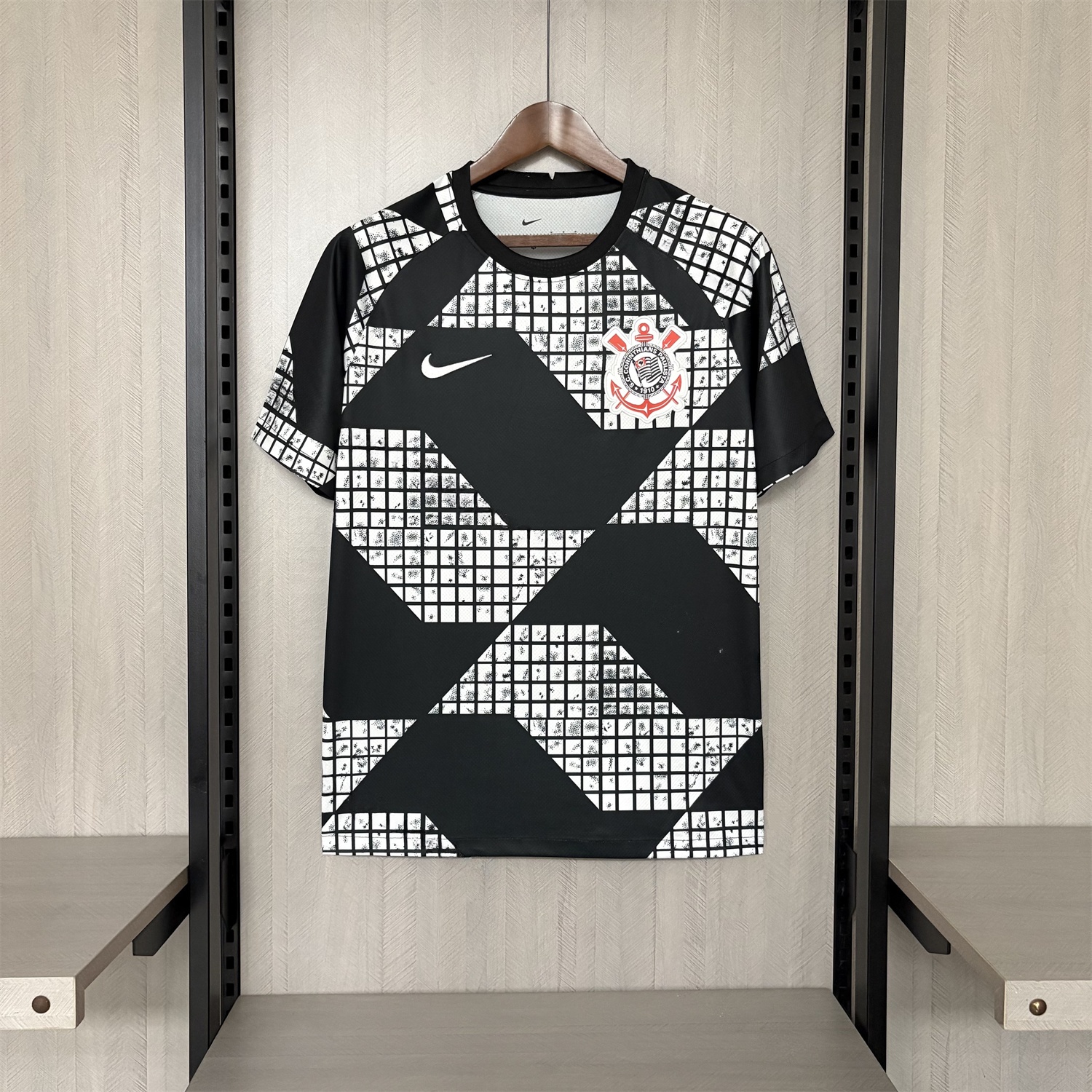 Corinthians 2025-26 White And Black Pre-Match Jersey - Fans Version - UnitedFutballJersey