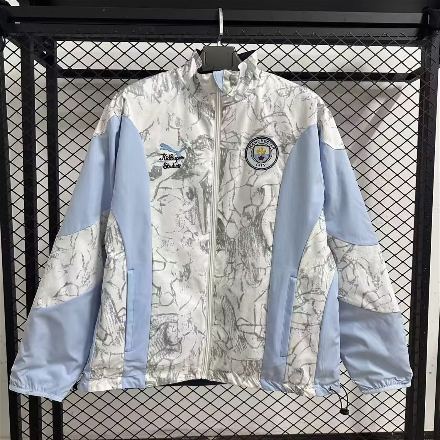 Manchester City 25-26 Double Sided Reversible Windbreaker - Deep Blue & White - UnitedFutballJersey