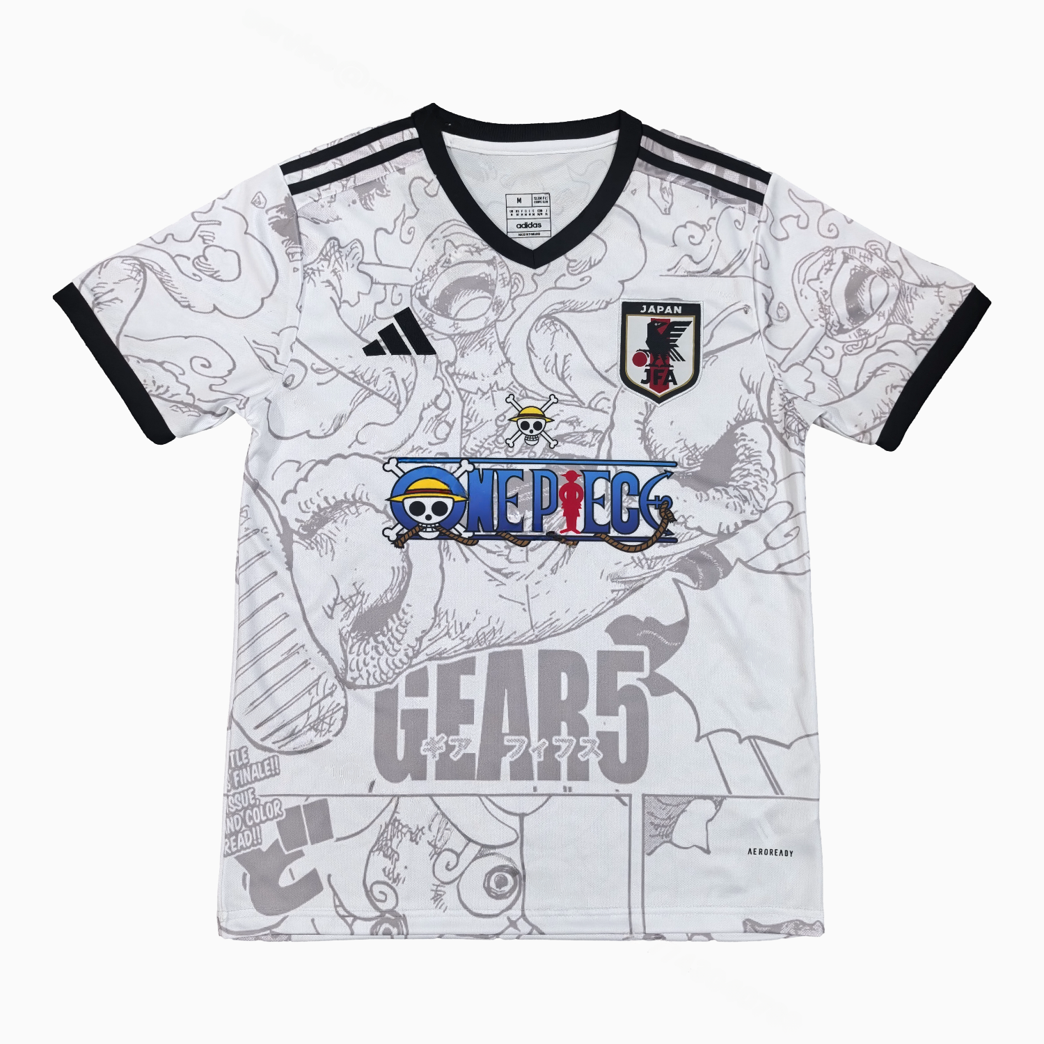 Japan 25-26 One Piece Gear 5 White Jersey - Fans Version - UnitedFutballJersey