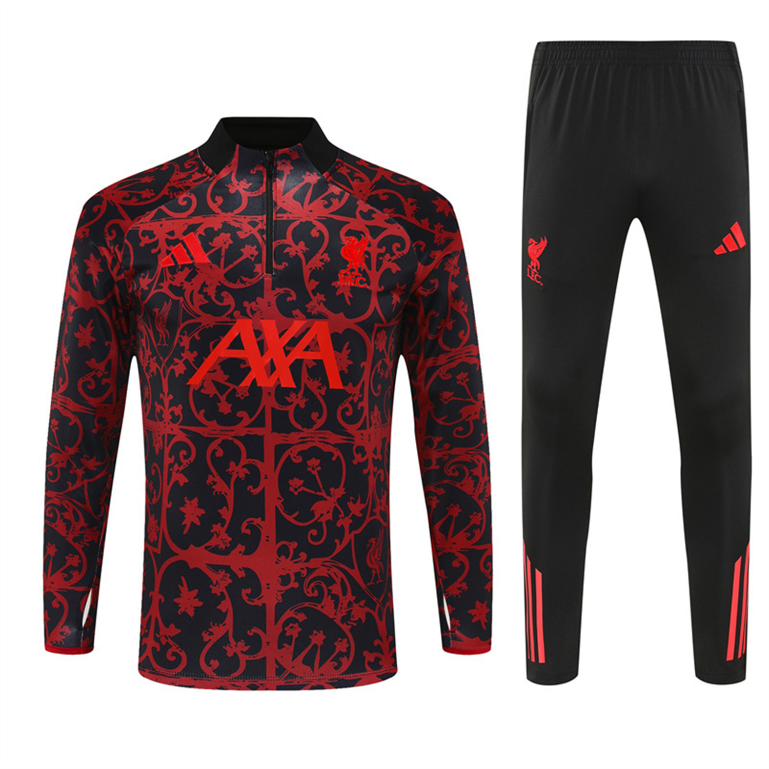 Liver.pool 25-26 Kids Long Sleeve Training Set - Red Camouflage Top & Blsck Pants - UnitedFutballJersey