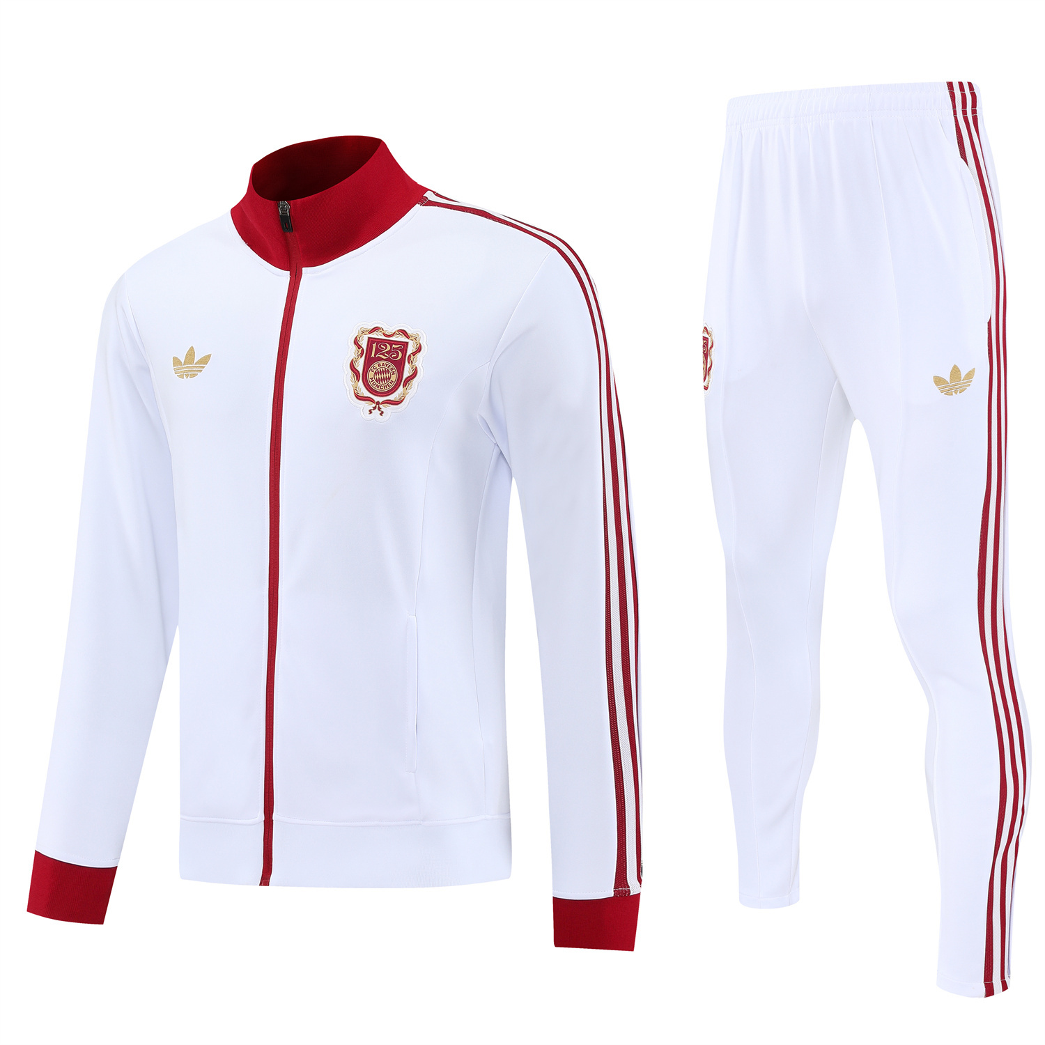 Bayern Munich 25-26 125th Anniversary Jacket Training Tracksuit - White Jackets & White Pants - UnitedFutballJersey