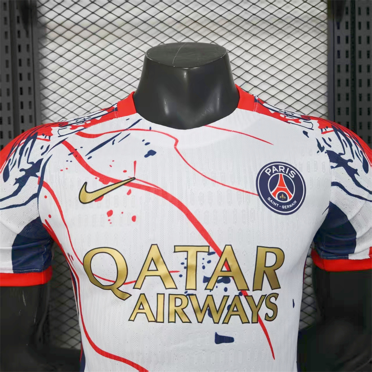 Paris Saint-Germain PSG 25-26 Red And Blue Lines White Special Jersey - Player Version - UnitedFutballJersey