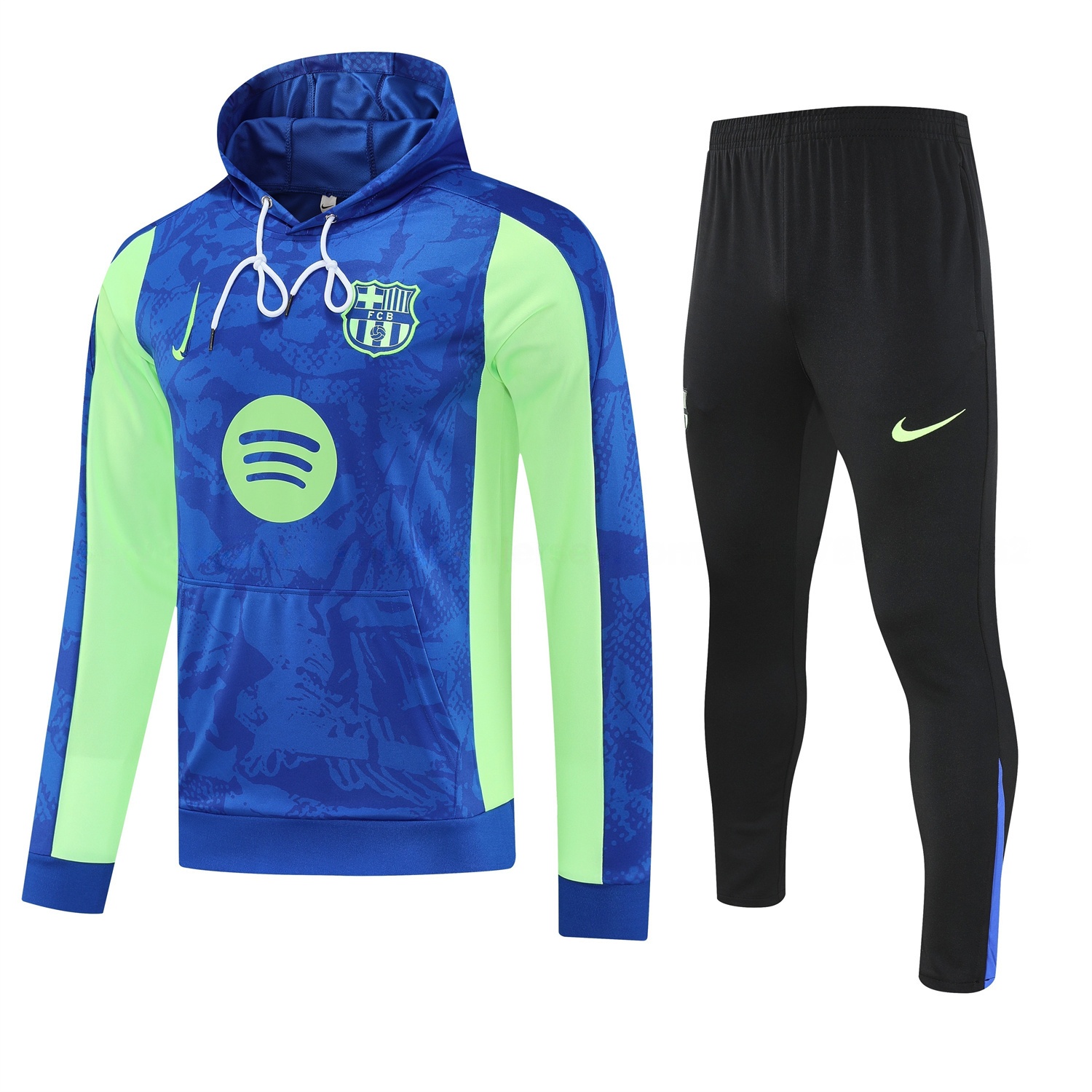 Barcelona 25-26 Training Hoodie Set - Blue Green Hoodie and Black Pants - UnitedFutballJersey