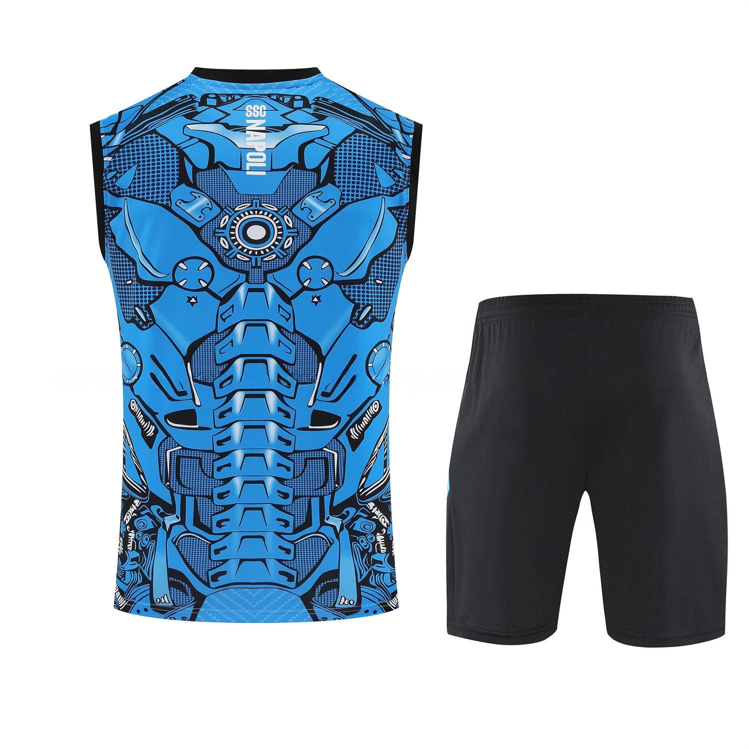 Napoli 25-26 Vest Training Set - Blue Mecha Vest & Black Shorts - UnitedFutballJersey