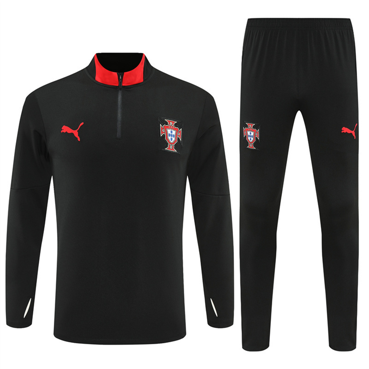 Portugal 25-26 Long Sleeve Training Set - Black Top & Black Pants - UnitedFutballJersey