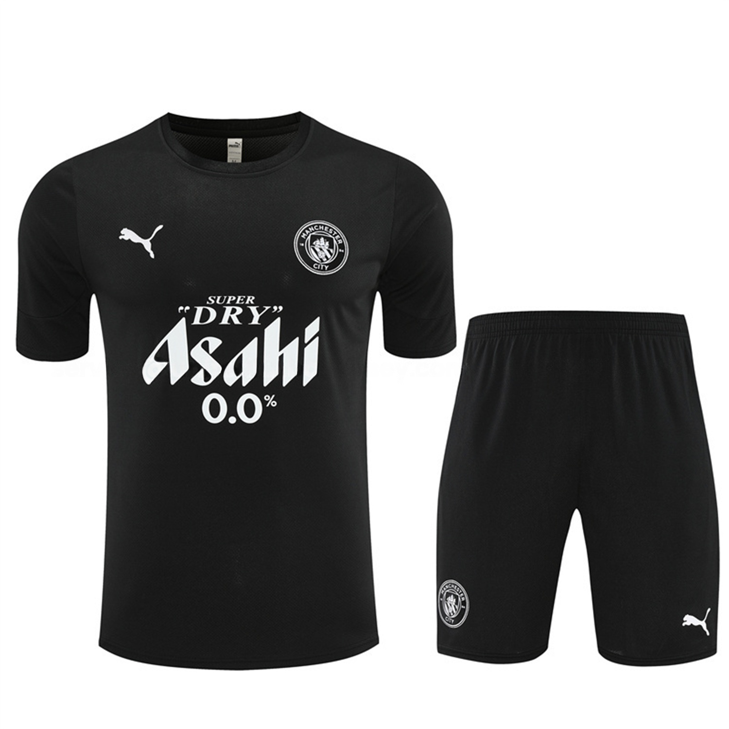 Manchester City 25-26 Short-Sleeve Training Set - Black Top & Black Shorts - UnitedFutballJersey