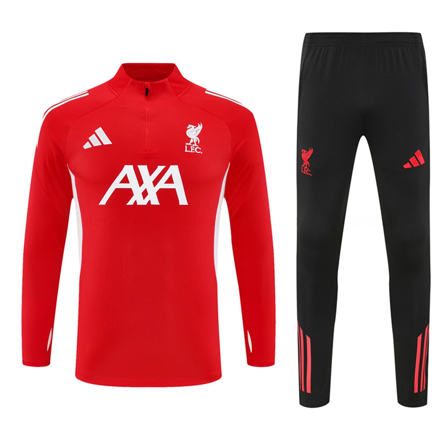 Liver.pool 25-26 Kids Long Sleeve Training Set - Red Top & Black Pants - UnitedFutballJersey