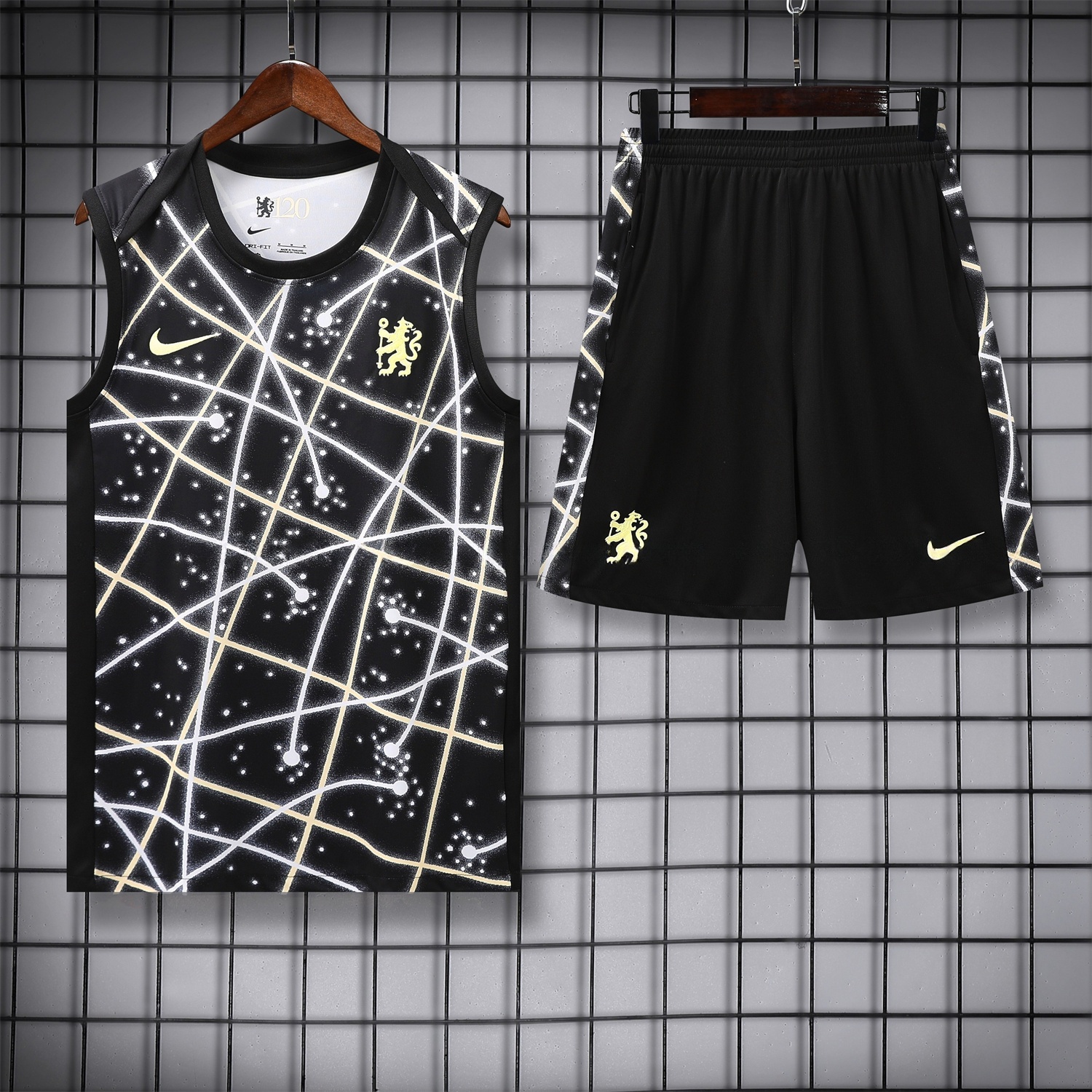C.H.E.L.S.E.A 25-26 Kids Vest Training Set - Yellow Fluorescent Rays Black Vest & Black Shorts - UnitedFutballJersey