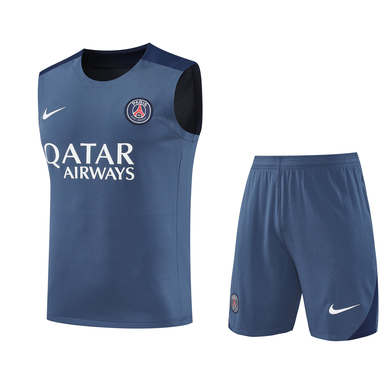 Paris Saint-Germain PSG 25-26 Vest Training Set - Deep Blue Vest & Deep Blue Shorts - UnitedFutballJersey