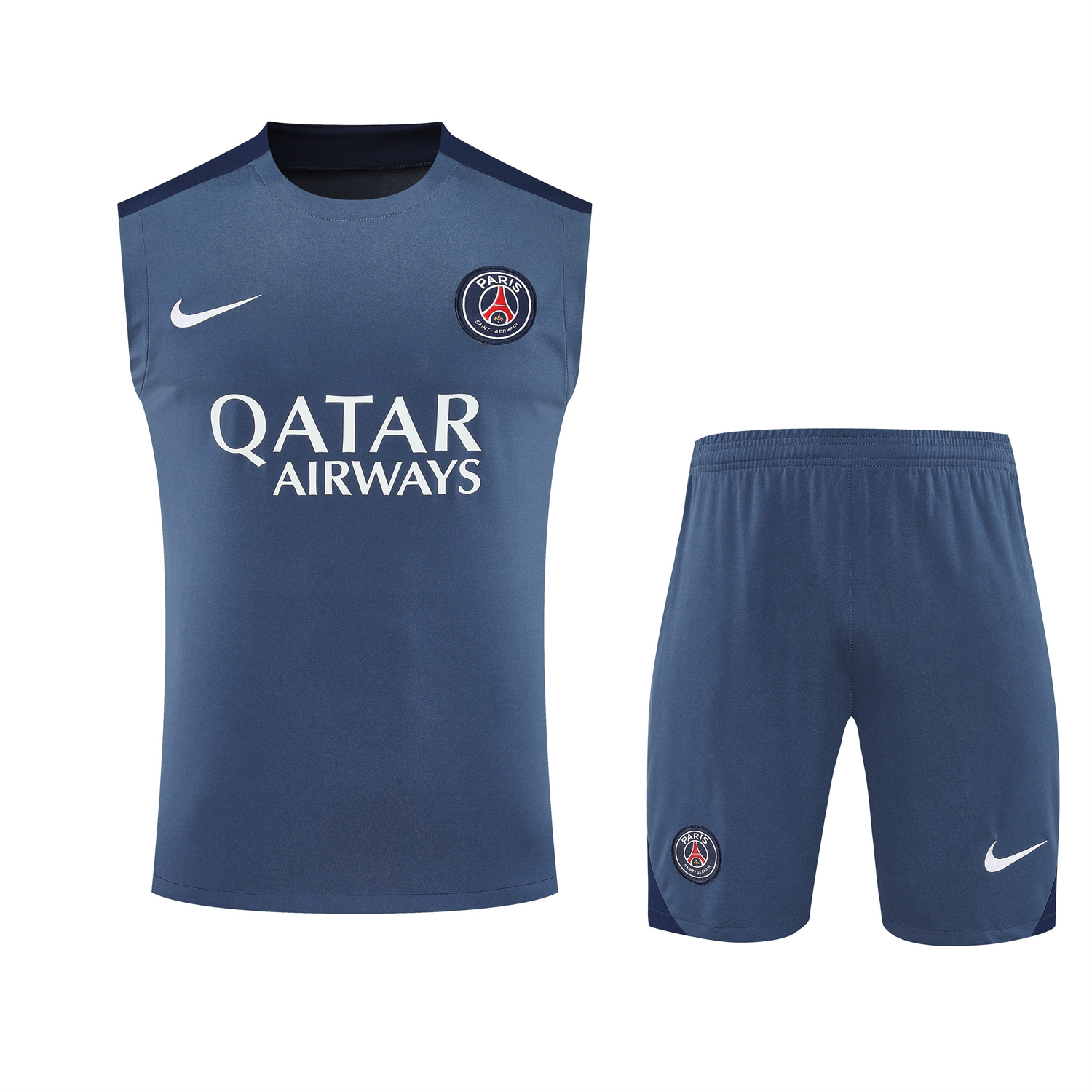 Paris Saint-Germain PSG 25-26 Vest Training Set - Deep Blue Vest & Deep Blue Shorts - UnitedFutballJersey