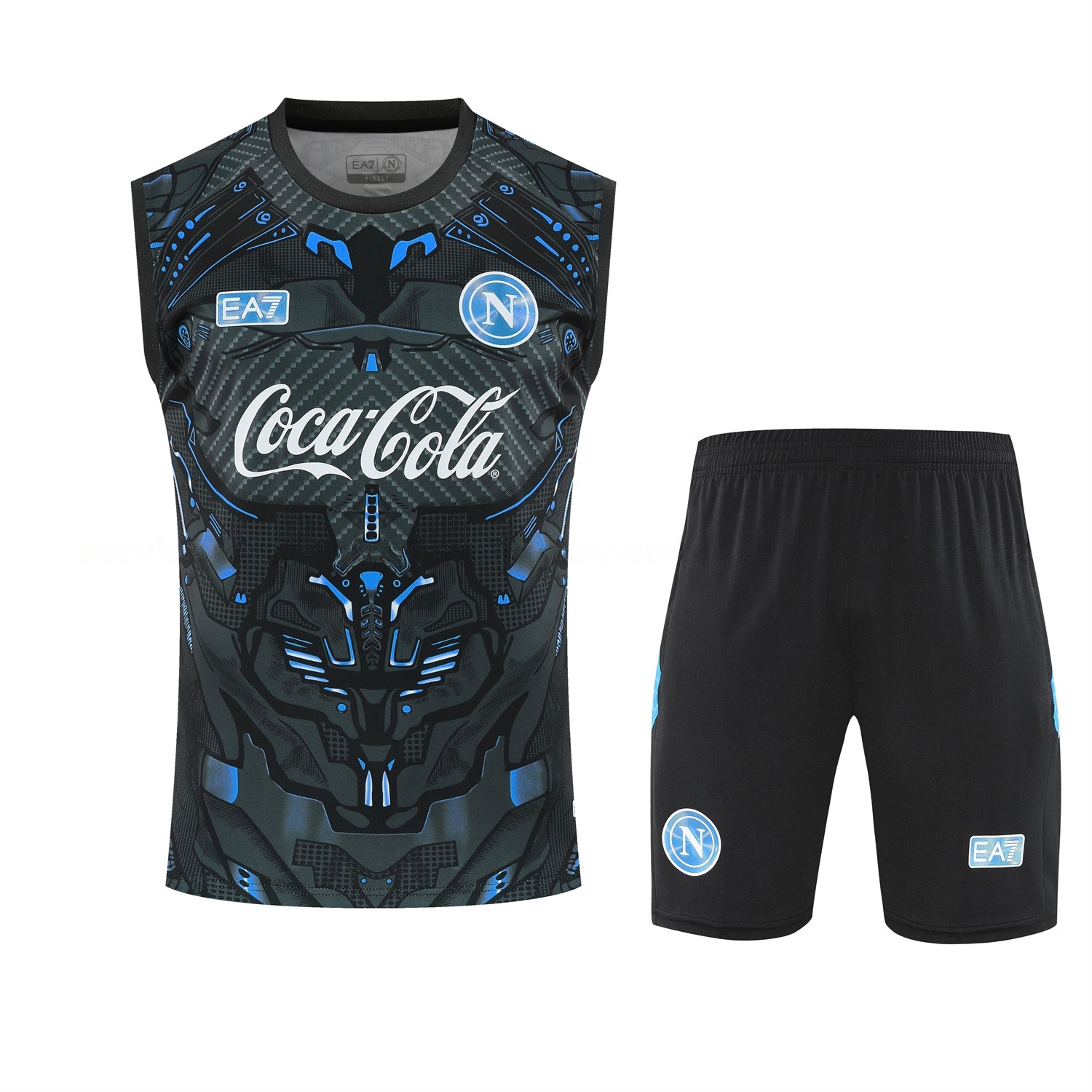 Napoli 25-26 Vest Training Set - Black Mecha Vest & Black Shorts - UnitedFutballJersey