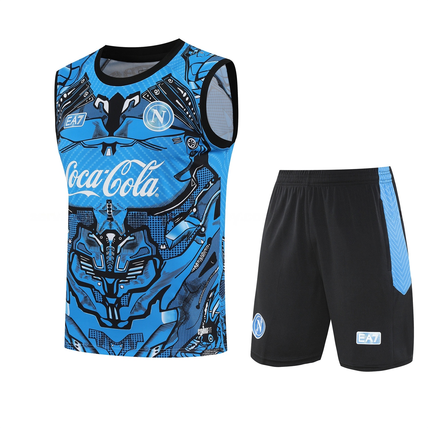 Napoli 25-26 Vest Training Set - Blue Mecha Vest & Black Shorts - UnitedFutballJersey