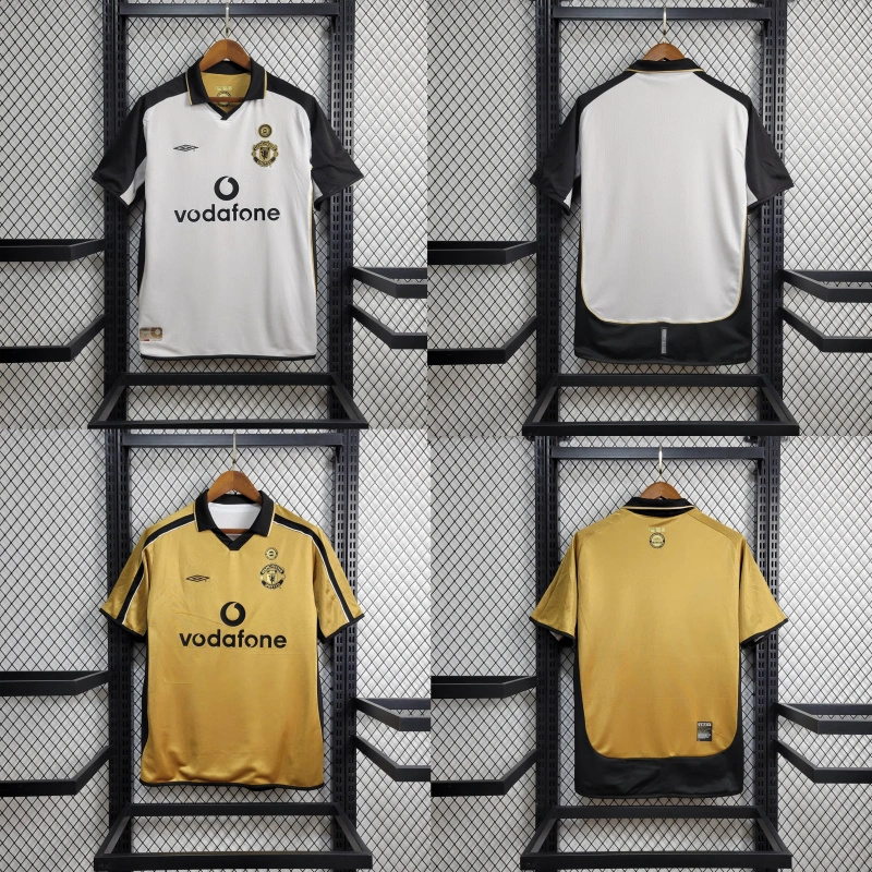Retro Manchester United 01-02 100th Anniversary Special Edition Jersey - White & Gold - UnitedFutballJersey