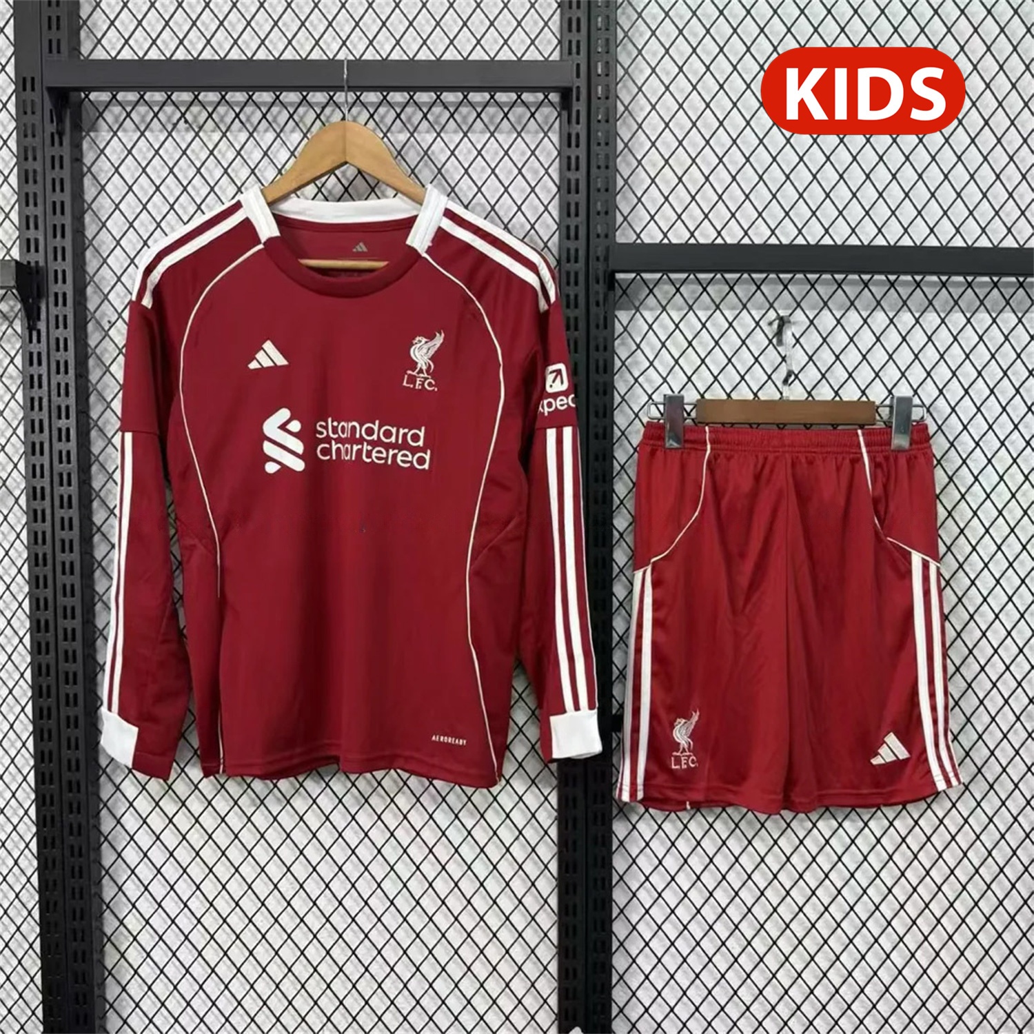 Liver.pool 25-26 Home Red Long Sleeves Kids Kit - UnitedFutballJersey