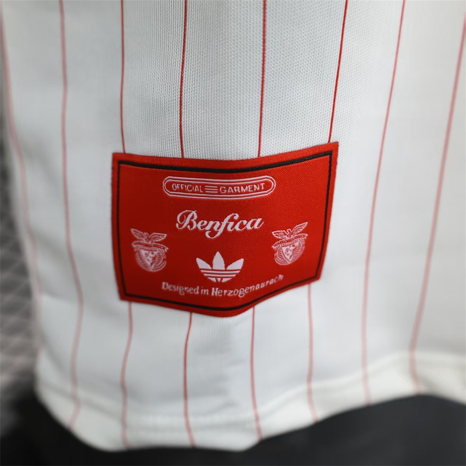 Benfica 25-26 Trefoil Red Lines White Travel Jersey - Player Version - UnitedFutballJersey