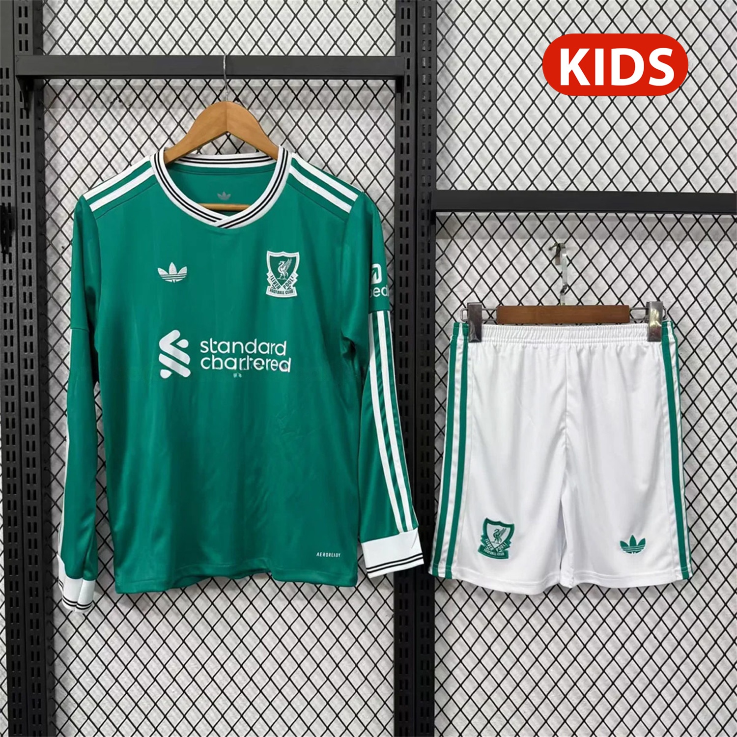 Liver.pool 25-26 Third Green Long Sleeves Kids Kit - UnitedFutballJersey