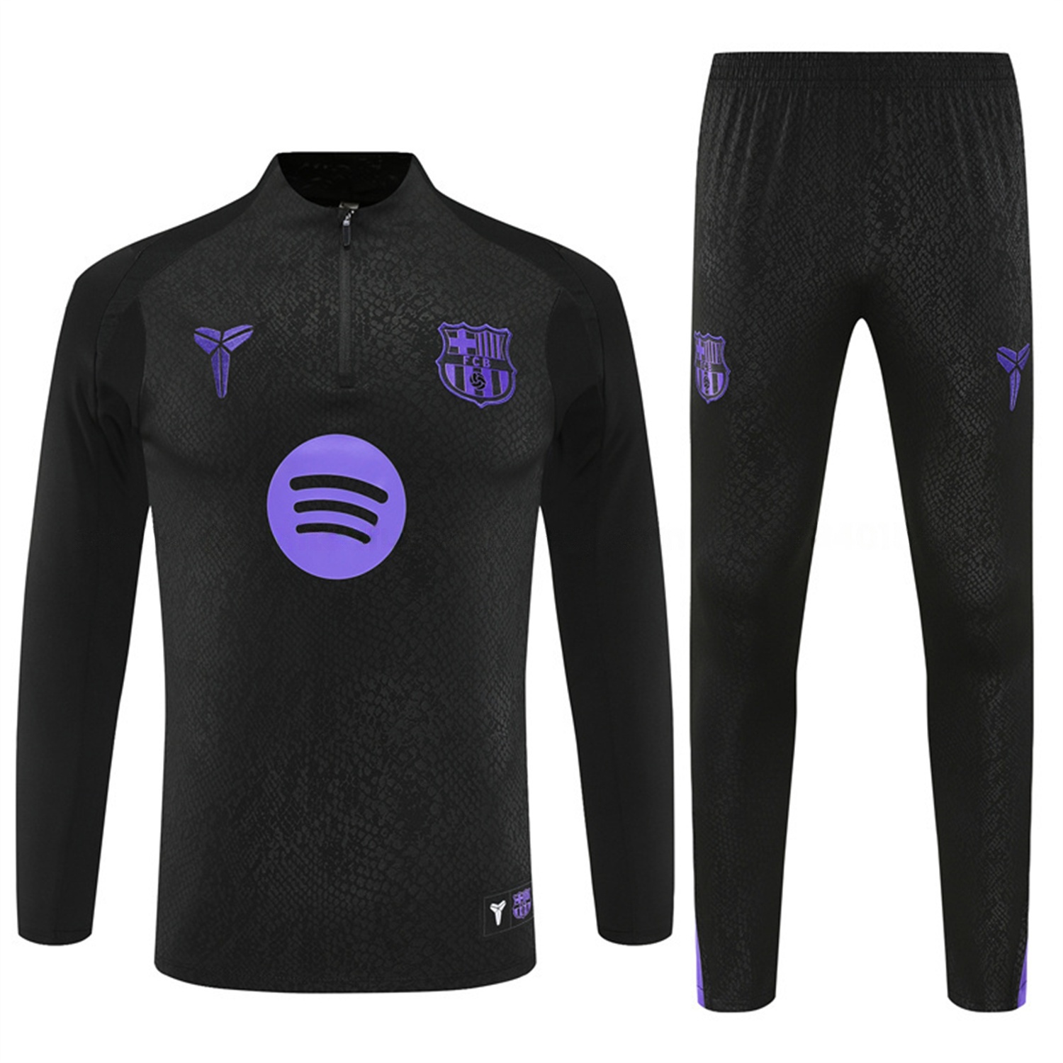 Barcelona 25-26 X KB Kids Long Sleeve Training Set - Black Top & Black Pants - UnitedFutballJersey