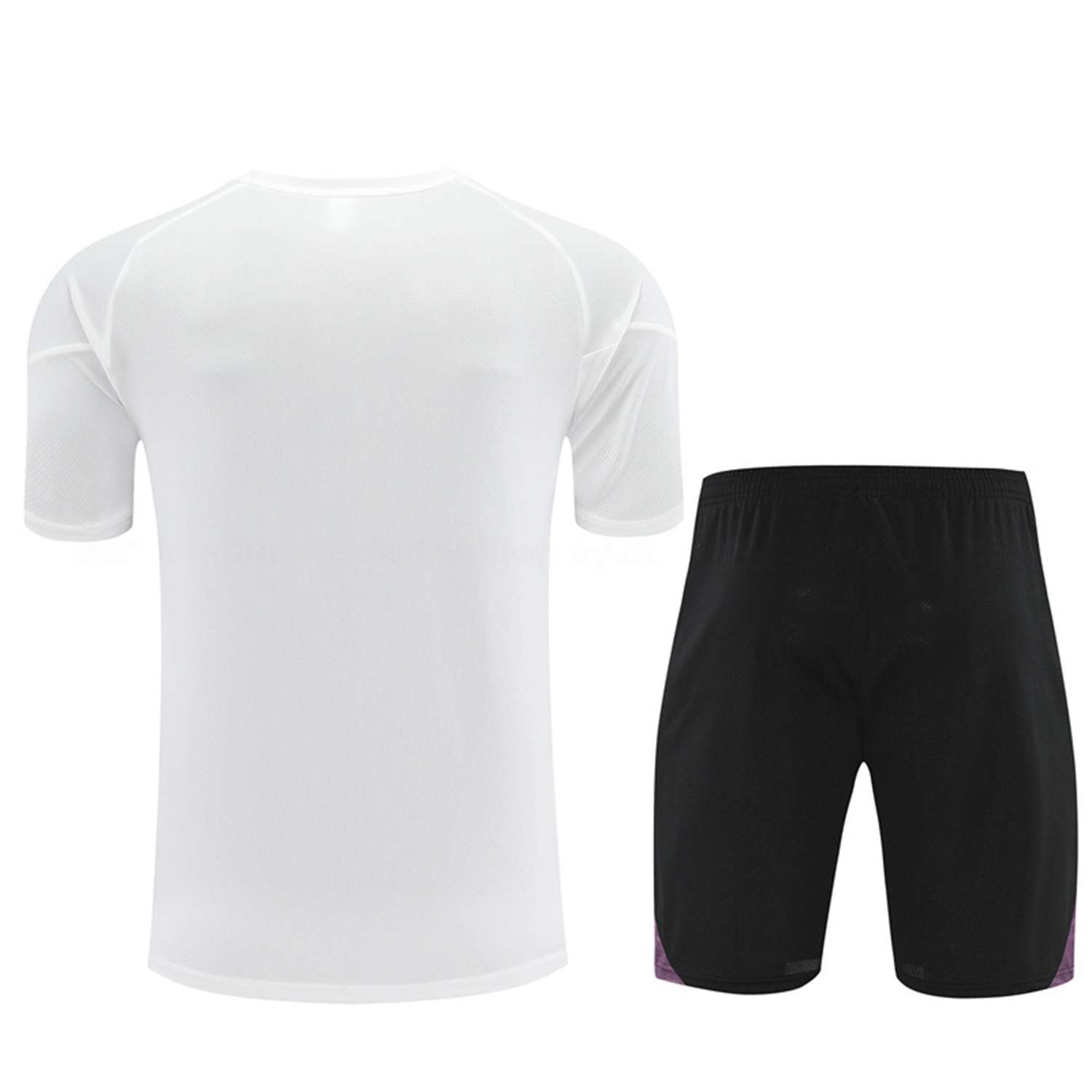 Manchester United 25-26 Short-Sleeve Training Set - White Purple Top & Black Shorts - UnitedFutballJersey