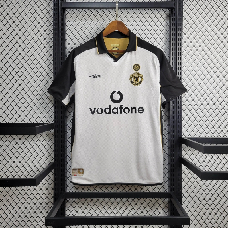 Retro Manchester United 01-02 100th Anniversary Special Edition Jersey - White & Gold - UnitedFutballJersey