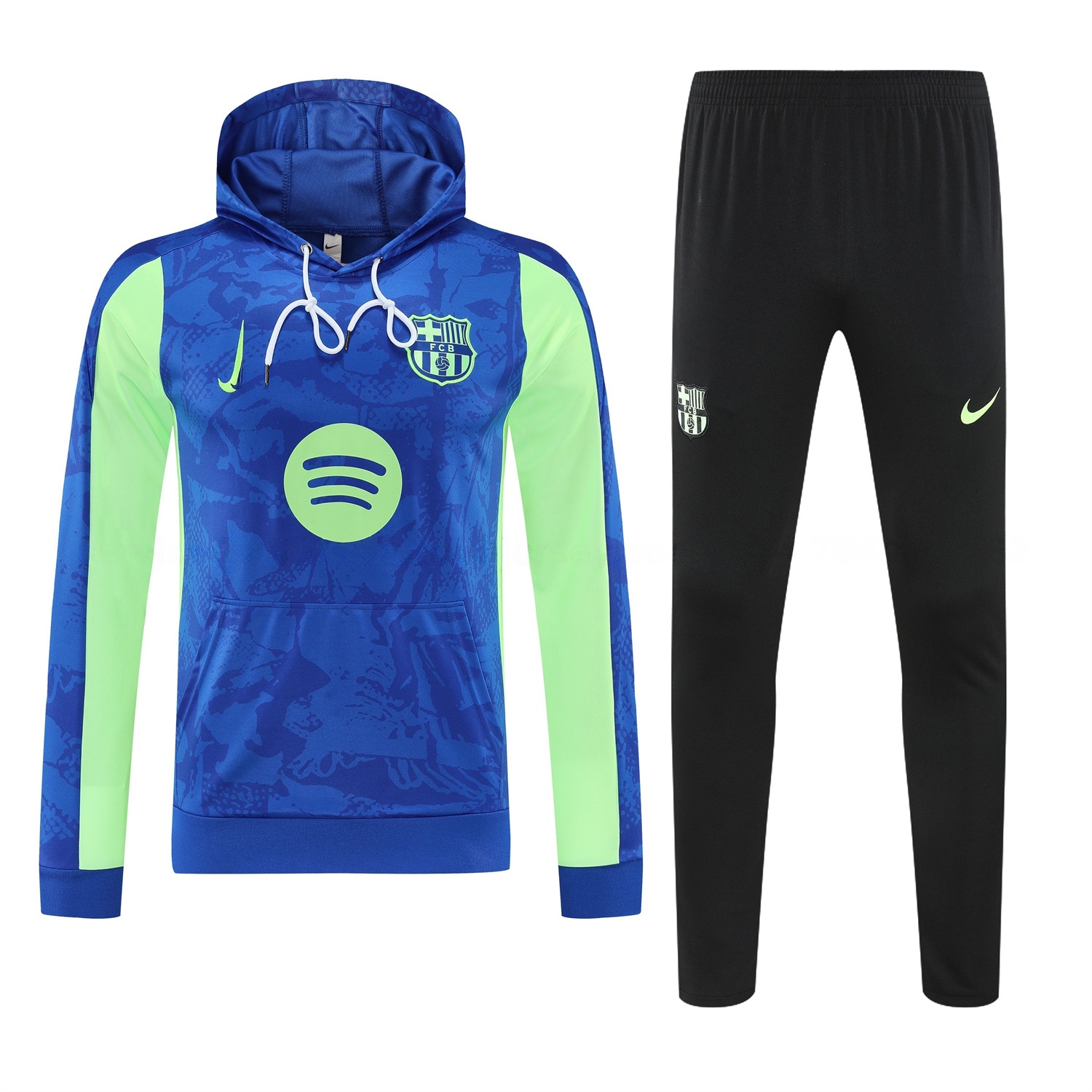Barcelona 25-26 Training Hoodie Set - Blue Green Hoodie and Black Pants - UnitedFutballJersey
