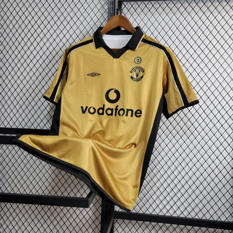 Retro Manchester United 01-02 100th Anniversary Special Edition Jersey - White & Gold - UnitedFutballJersey