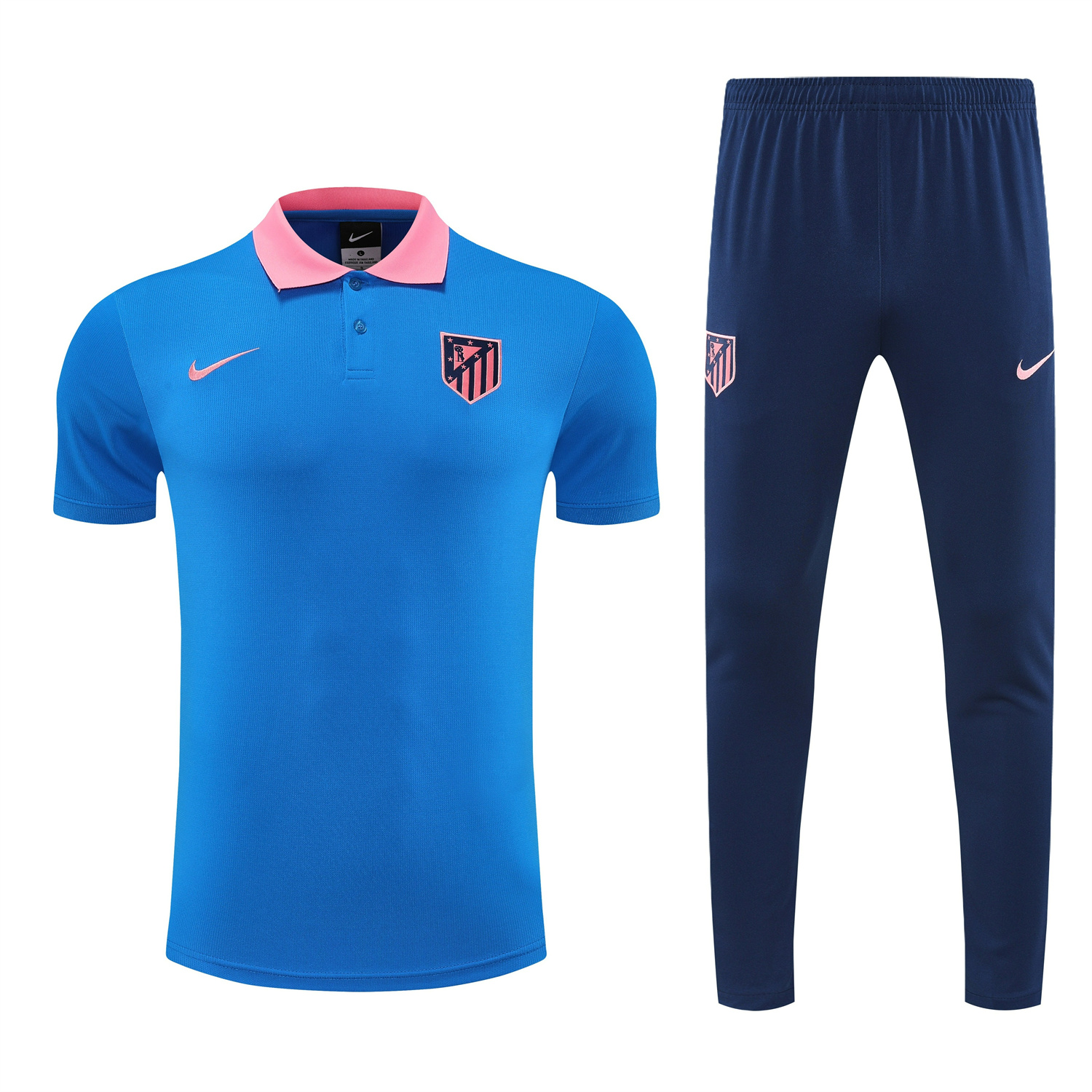 Atletico Madrid 25-26 POLO Short-Sleeve Training Set - Blue Top & Deep Blue Pants - UnitedFutballJersey