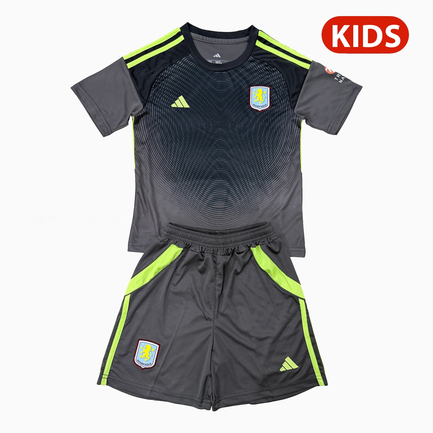 Aston Villa 25-26 Black Goalkeeper Kids Kit - UnitedFutballJersey