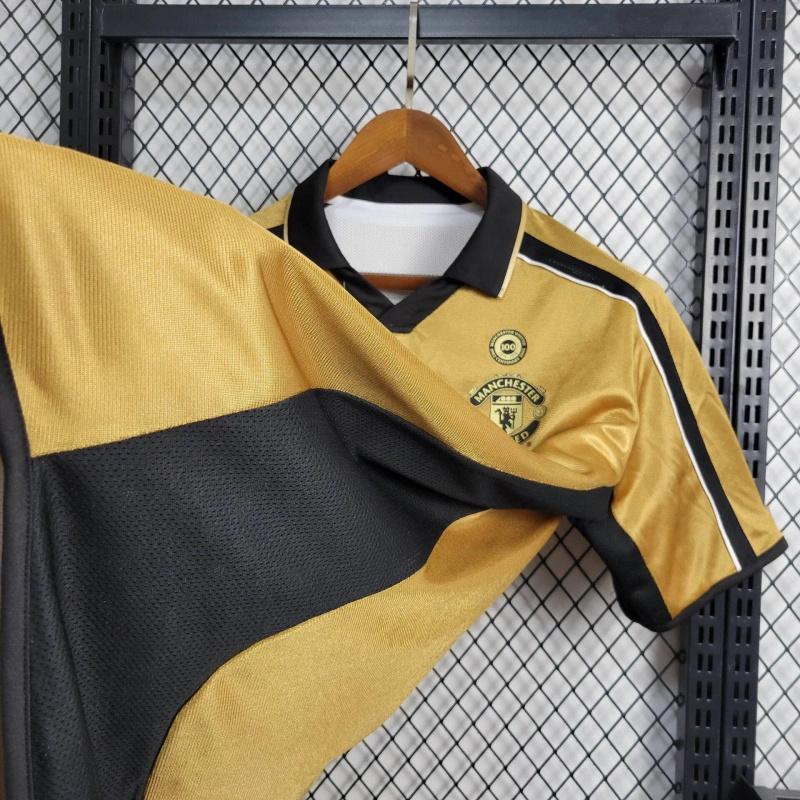 Retro Manchester United 01-02 100th Anniversary Special Edition Jersey - White & Gold - UnitedFutballJersey