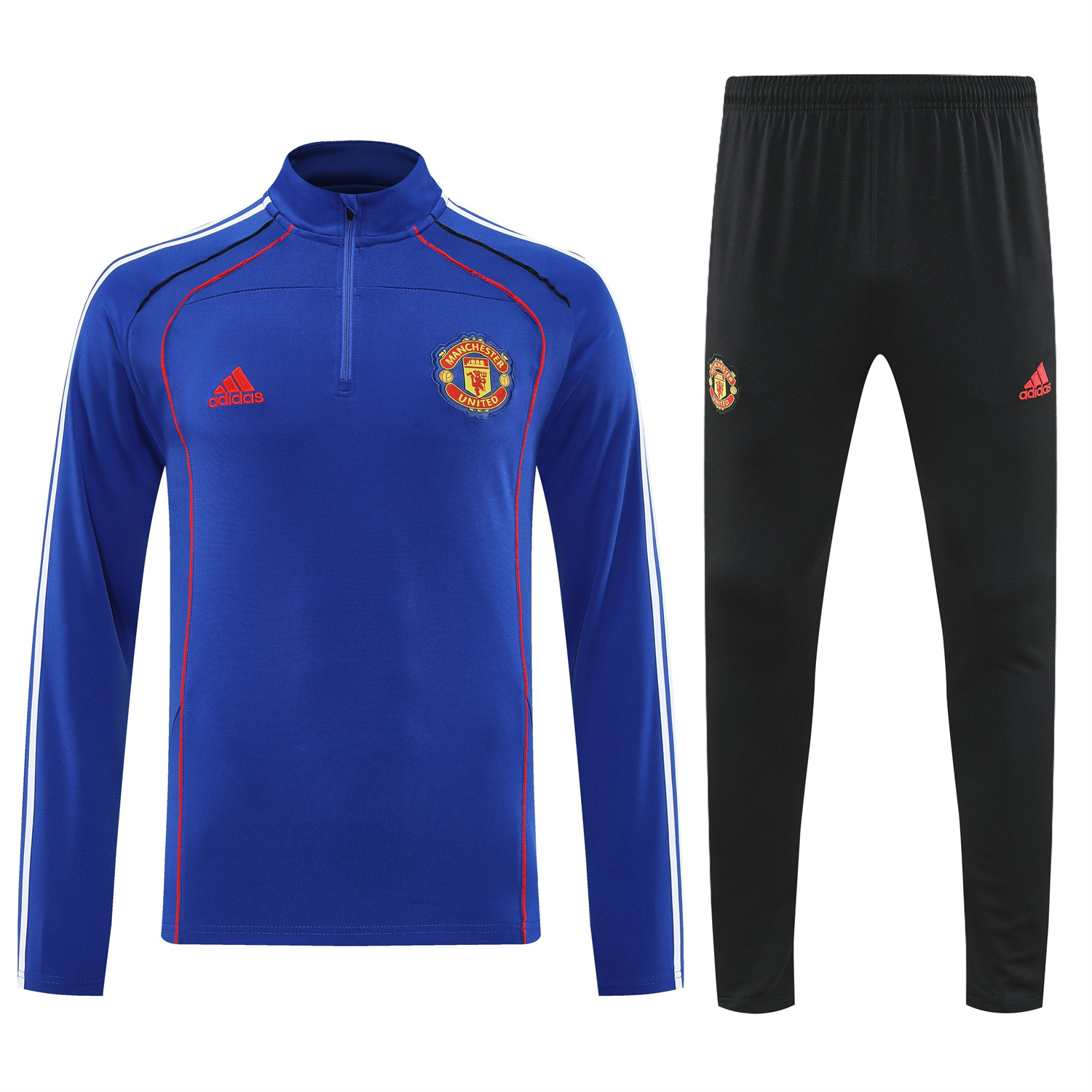 Manchester United 25-26 Long Sleeve Training Set - Blue Top and Black Pants - UnitedFutballJersey