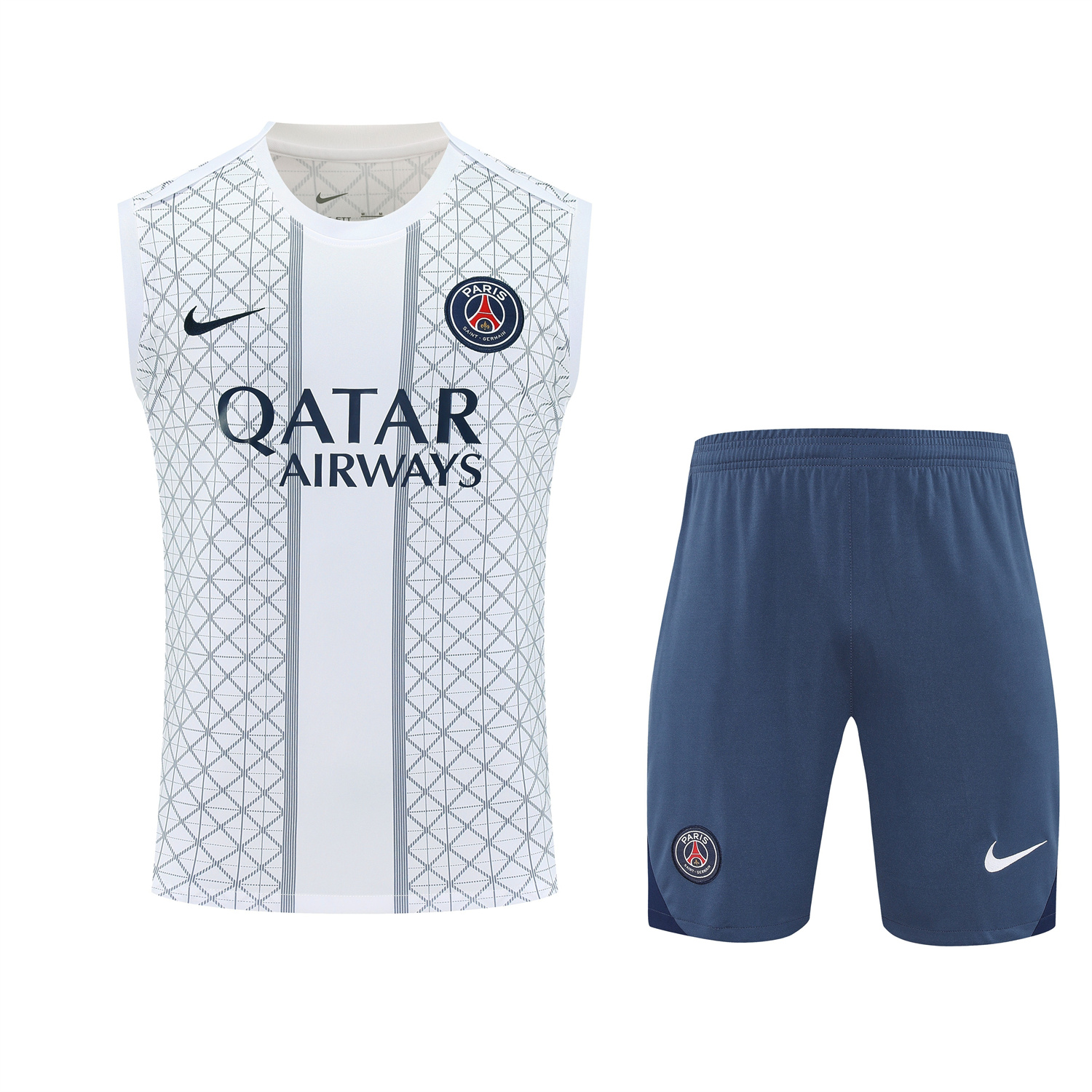 Paris Saint-Germain PSG 25-26 Vest Training Set - White Vest & Deep Blue Shorts - UnitedFutballJersey