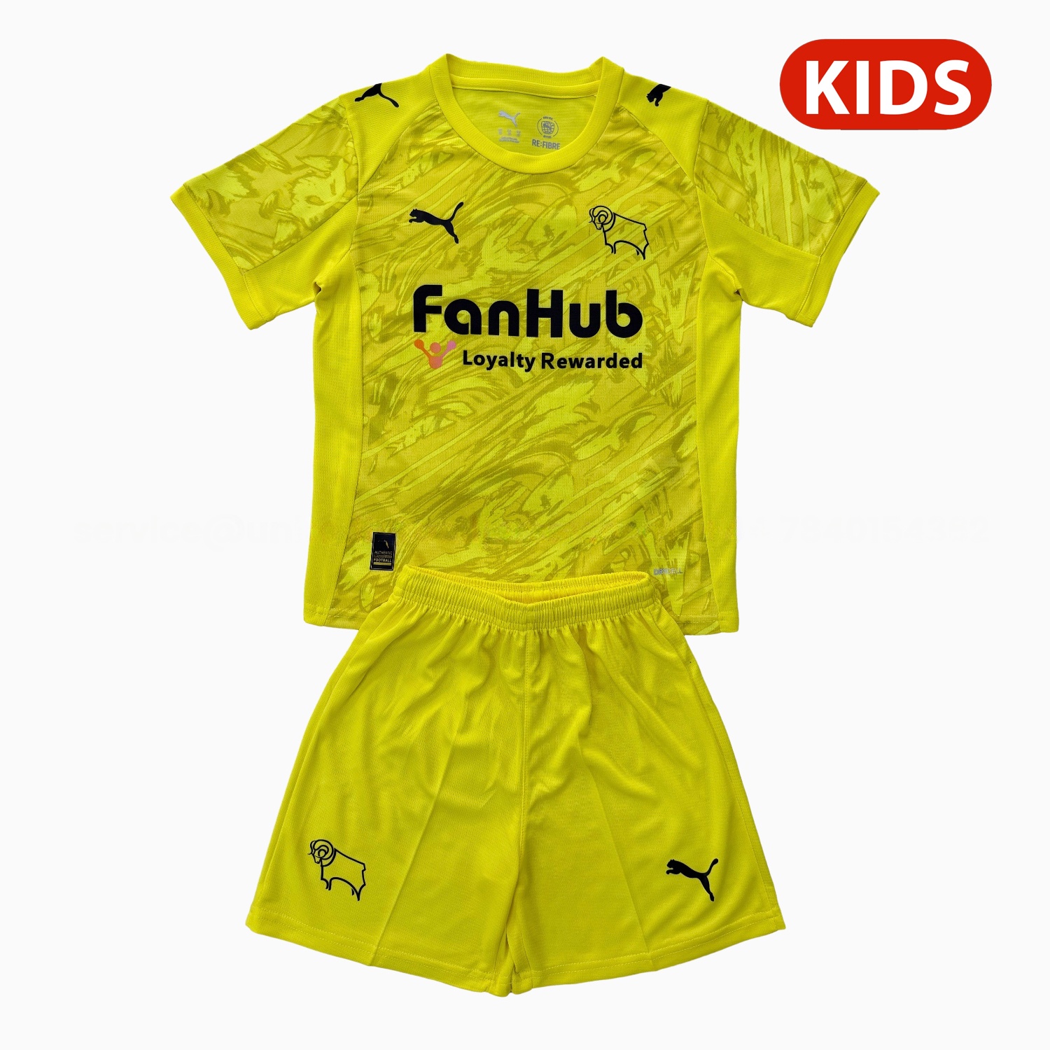 Derby County 25-26 Yellow Goalkeeper Kids Kit - UnitedFutballJersey