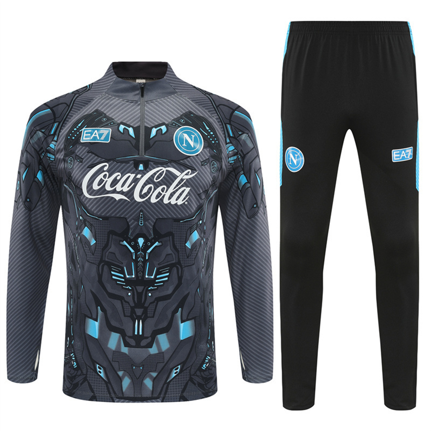 Napoli 25-26 Long Sleeve Training Set - Gray Mecha Top & Black Pants - UnitedFutballJersey