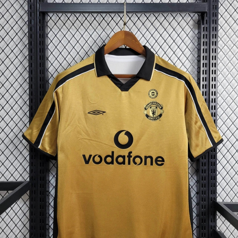 Retro Manchester United 01-02 100th Anniversary Special Edition Jersey - White & Gold - UnitedFutballJersey