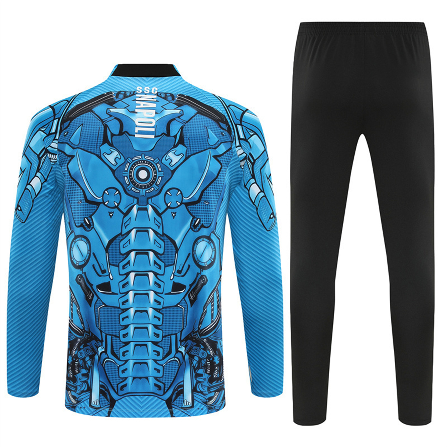 Napoli 25-26 Long Sleeve Training Set - Blue Mecha Top & Black Pants - UnitedFutballJersey