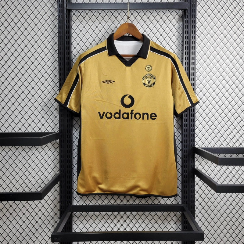 Retro Manchester United 01-02 100th Anniversary Special Edition Jersey - White & Gold - UnitedFutballJersey