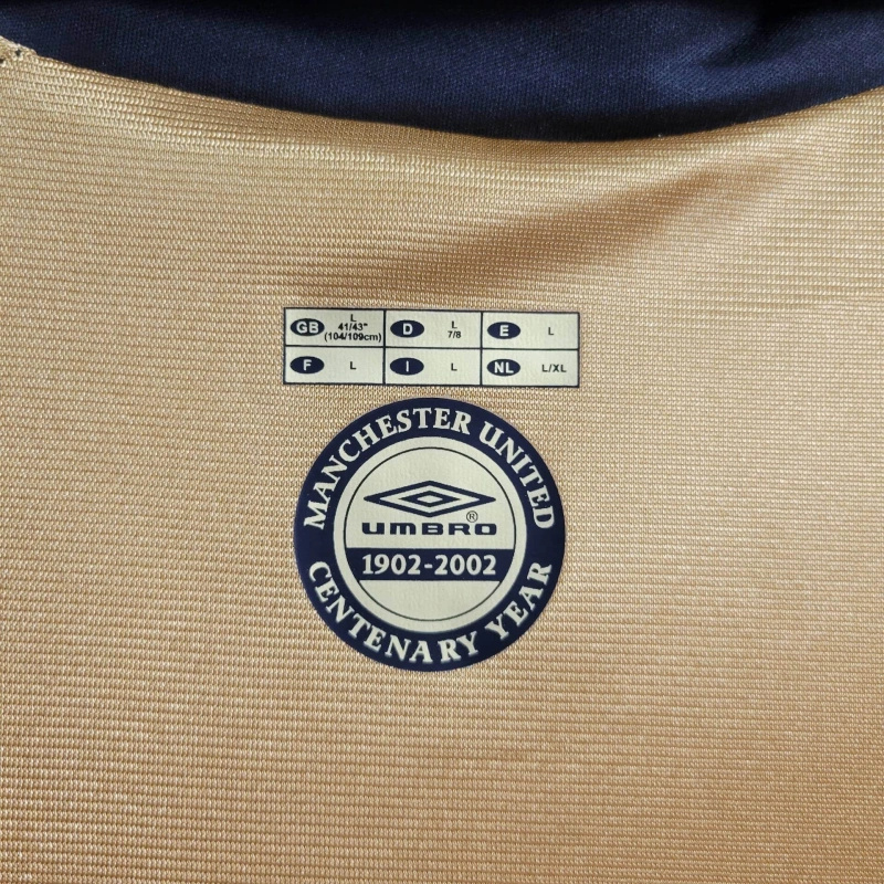 Retro Manchester United 01-02 100th Anniversary Special Edition Jersey - White & Gold - UnitedFutballJersey