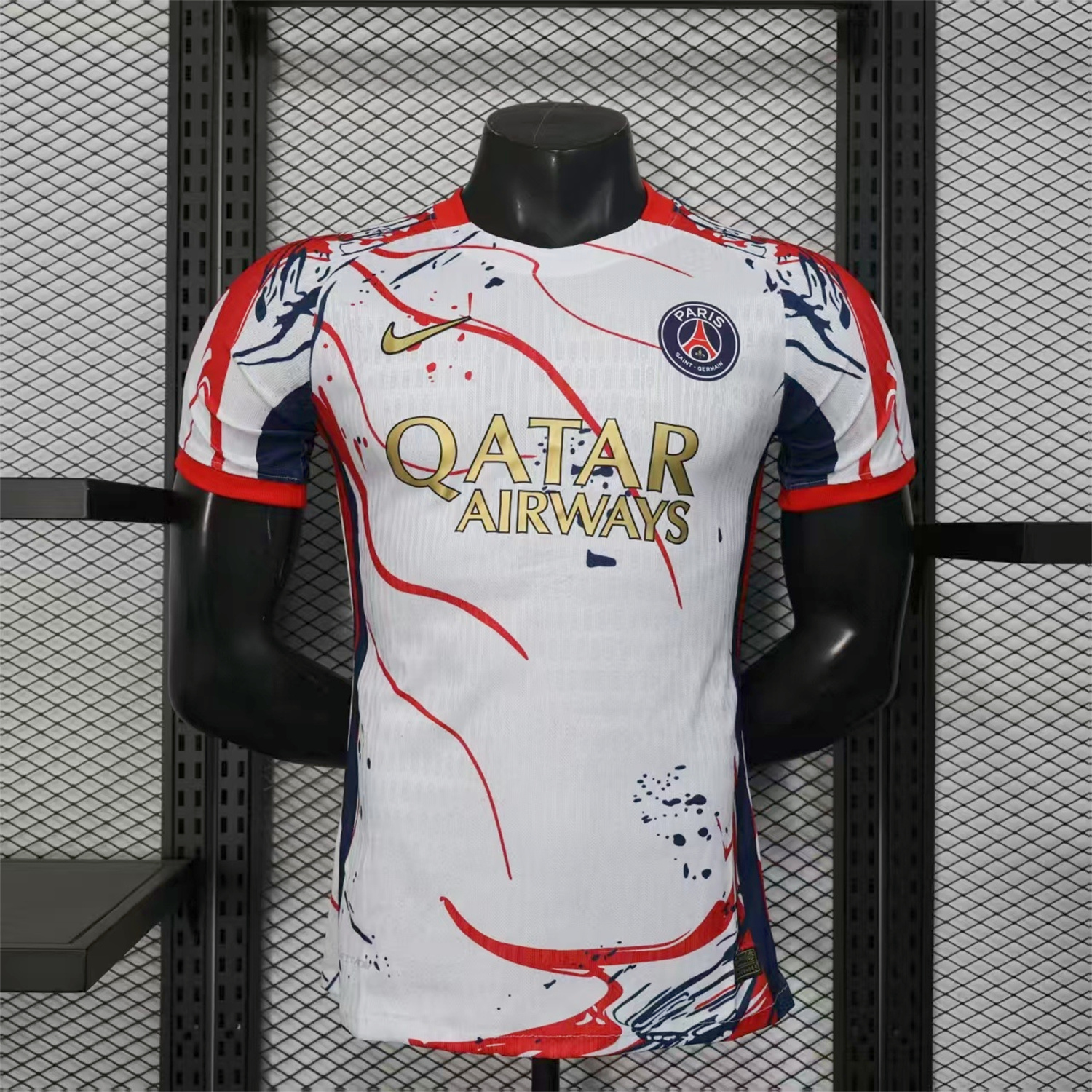 Paris Saint-Germain PSG 25-26 Red And Blue Lines White Special Jersey - Player Version - UnitedFutballJersey
